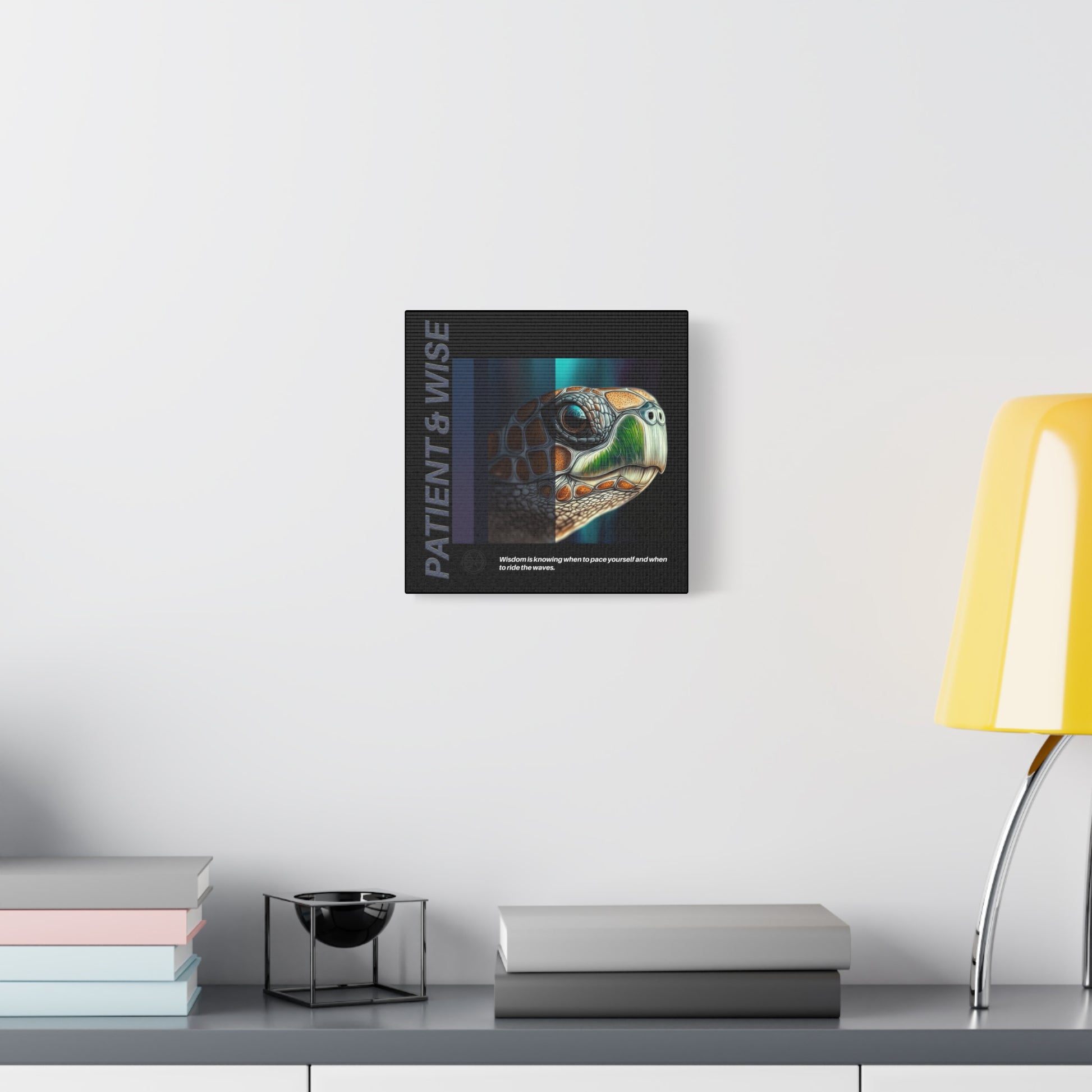 Canvas Art, Inspirational Turtle Wall Decor, Motivational Home Decor, Nature Gift, Abstract Animal Artwork, Wildlife, Patient & Wise