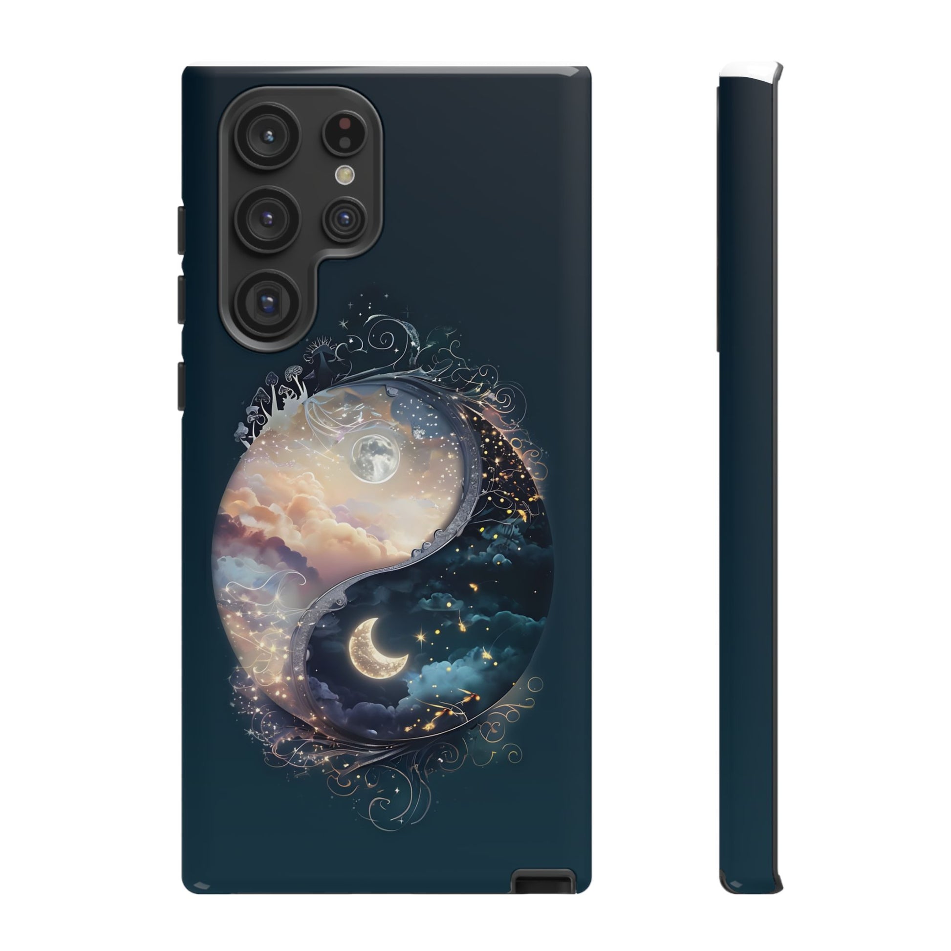 Phone Case, Yin-Yang Symbol Design, Whimsical Day Night Fantasy Print, Protective Cover, Tough Skin, Phone Accessories, Phone Protection