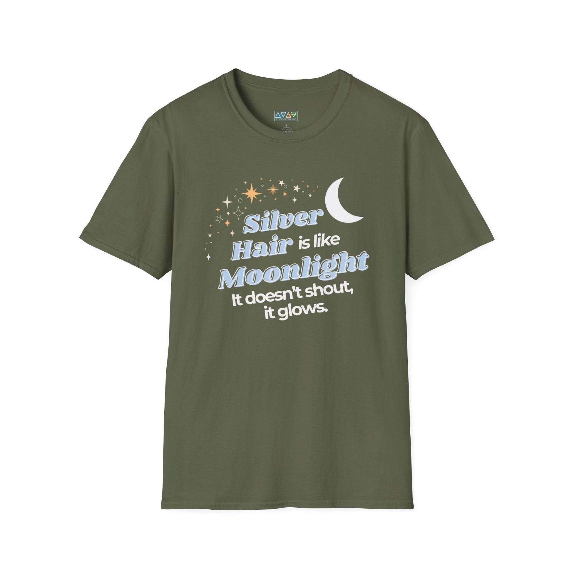 Silver Hair is like Moonlight T-Shirt  for Mid-Life, Seniors, Prematurely gray hair folks - Aging Gracefully