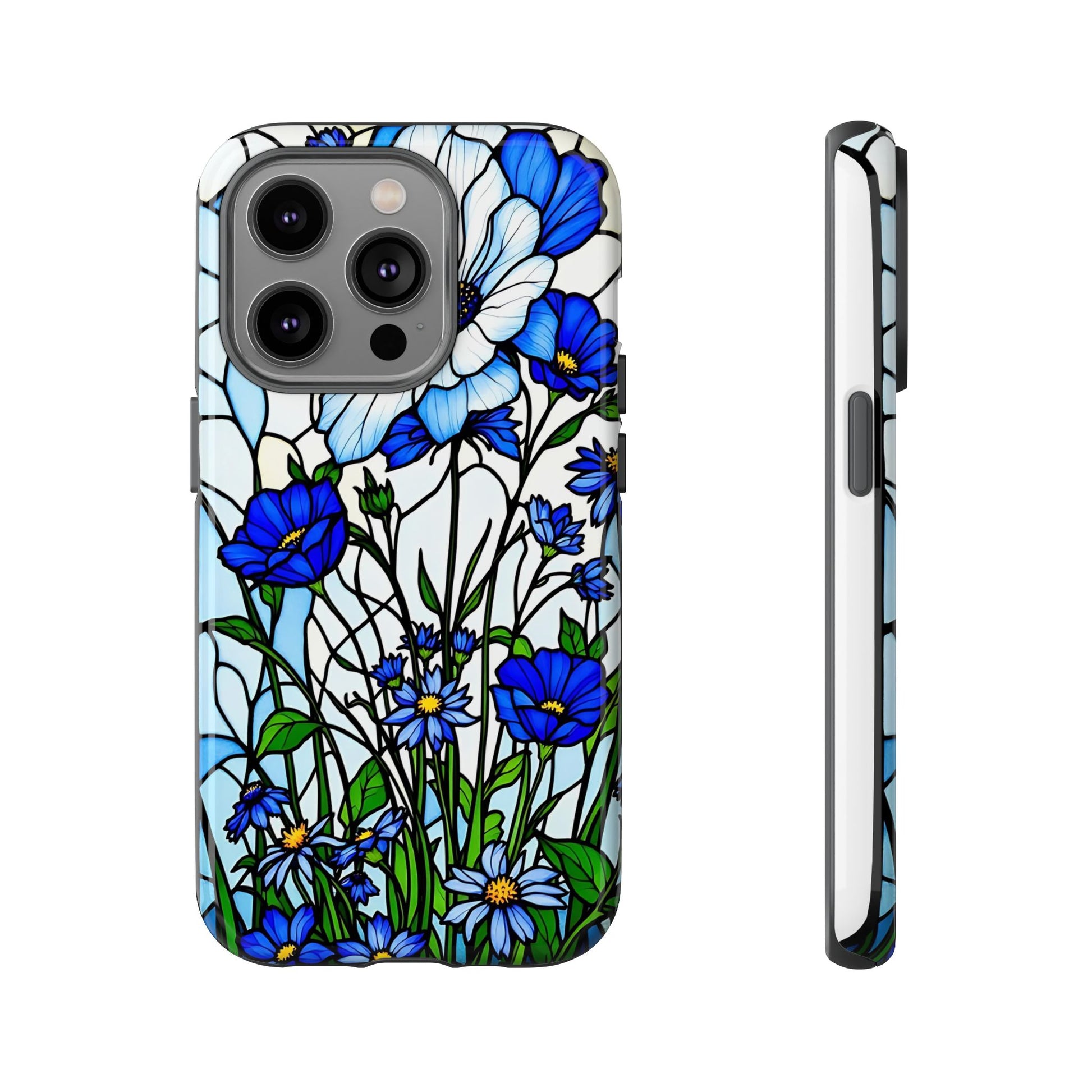 Botanical Stained Glass Tough Case - Floral Phone Cover, Protective Phone Case, Flower Pattern Phone Shell, Nature Inspired Smartphone Case,