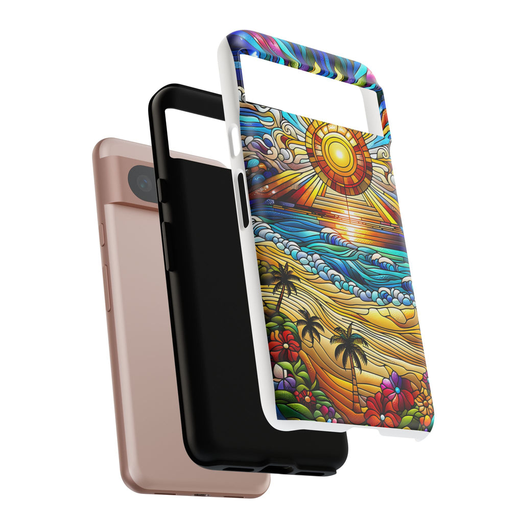 Stained Glass Tough Cases, Protective Phone Case, Nature Inspired Smartphone Cover, Beach Day Summer Accessories, Ocean Lover Gift