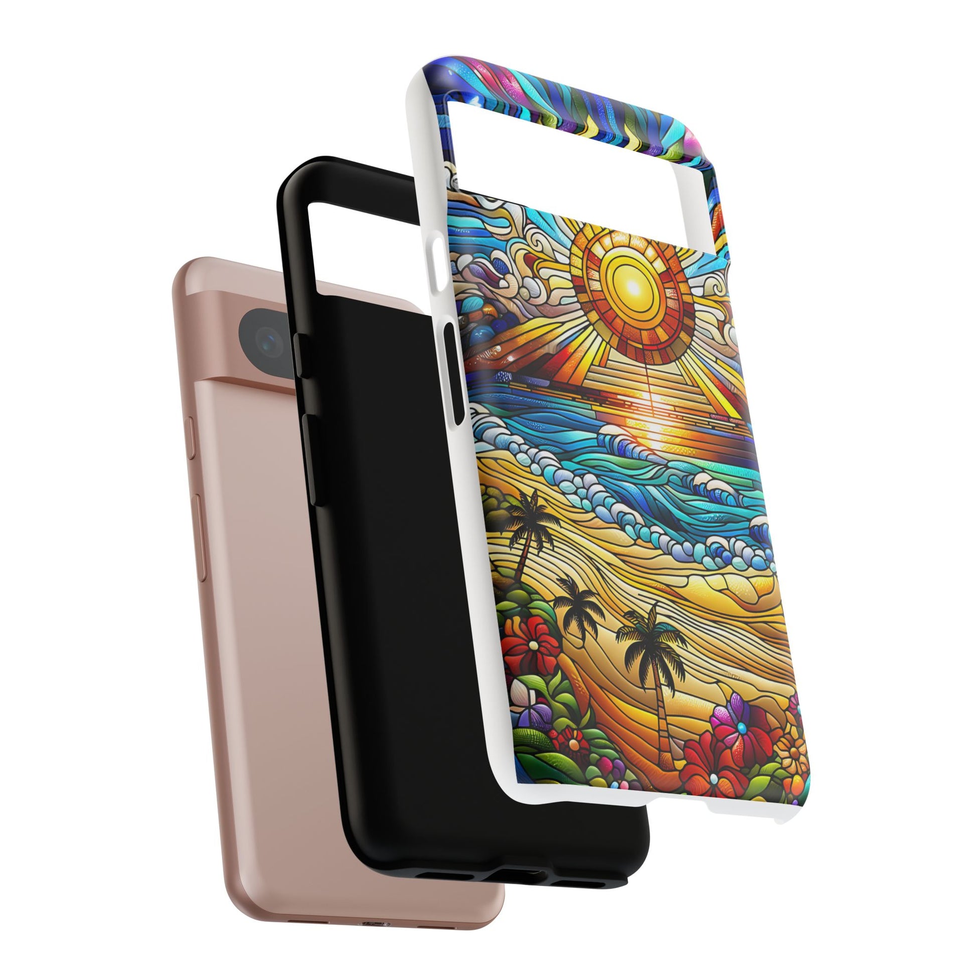 Stained Glass Tough Cases, Protective Phone Case, Nature Inspired Smartphone Cover, Beach Day Summer Accessories, Ocean Lover Gift