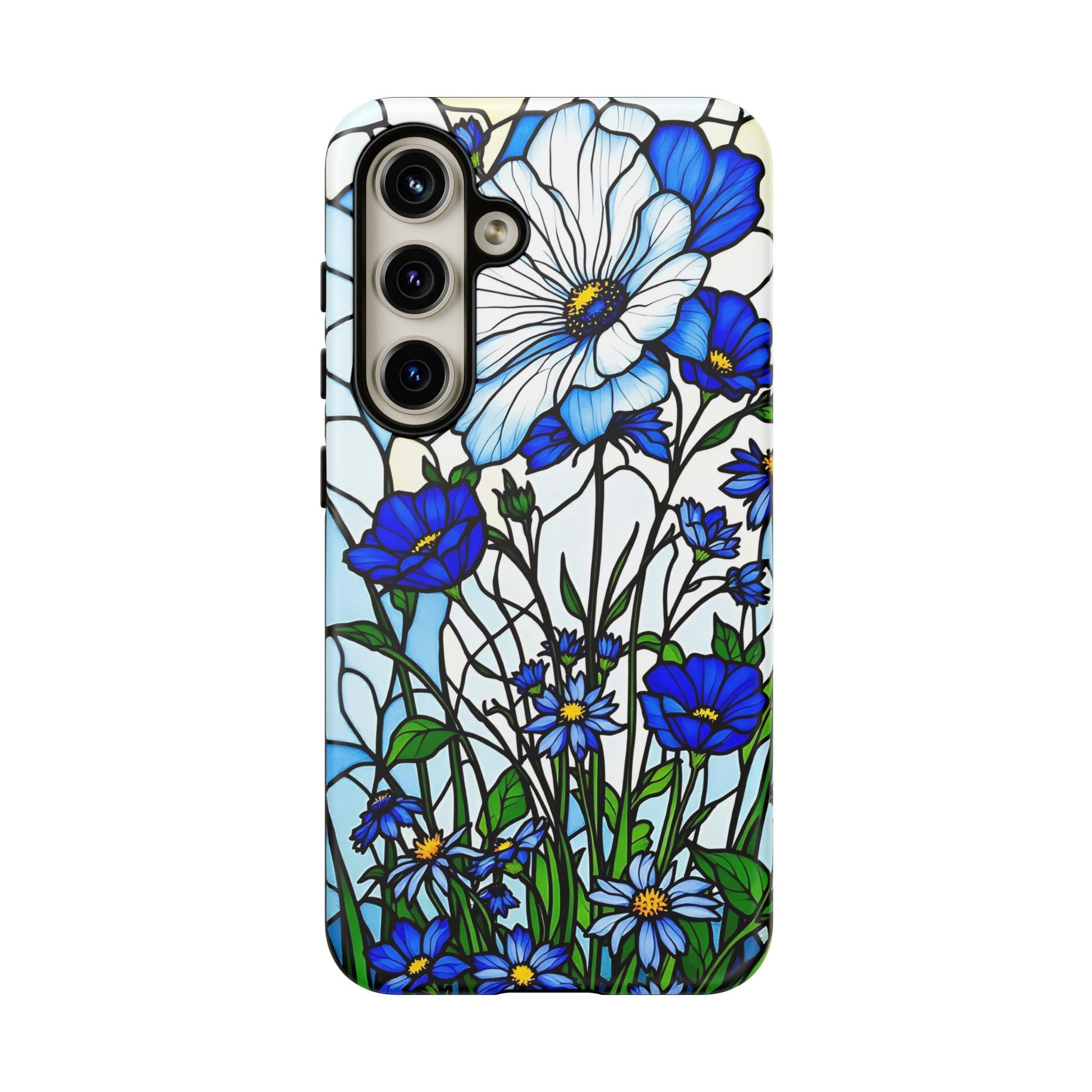 Botanical Stained Glass Tough Case - Floral Phone Cover, Protective Phone Case, Flower Pattern Phone Shell, Nature Inspired Smartphone Case,