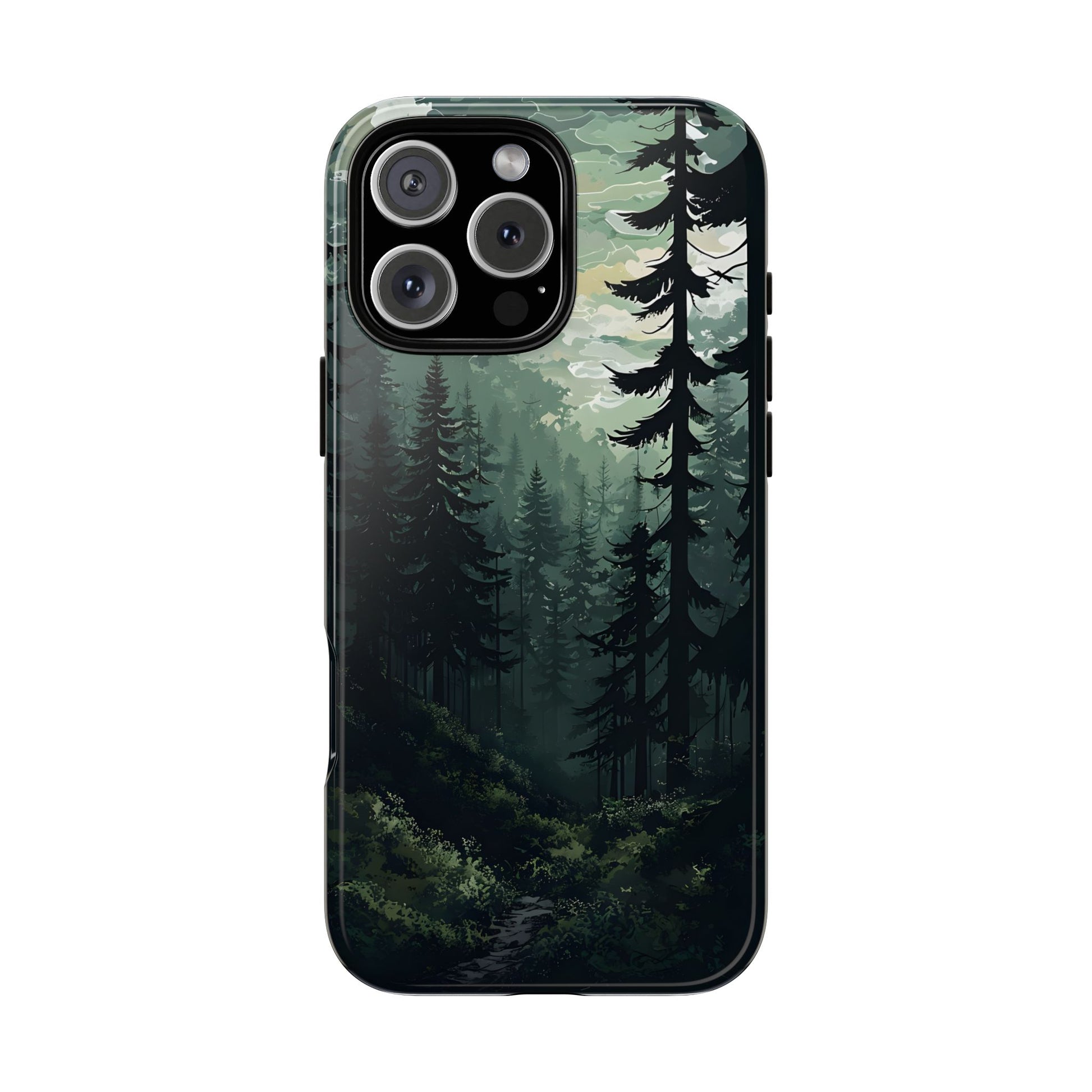Phone Case, Serene Forest Landscape Digital Illustration Phone Case Cover, Tough Protective Cover, Unique Gift, Trendy