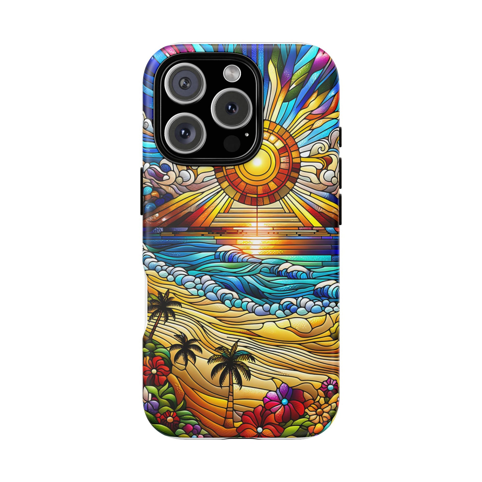 Stained Glass Tough Cases, Protective Phone Case, Nature Inspired Smartphone Cover, Beach Day Summer Accessories, Ocean Lover Gift