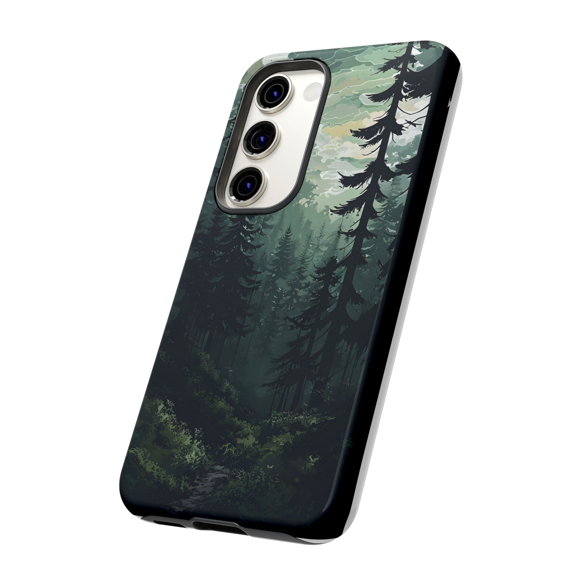 Phone Case, Serene Forest Landscape Digital Illustration Phone Case Cover, Tough Protective Cover, Unique Gift, Trendy