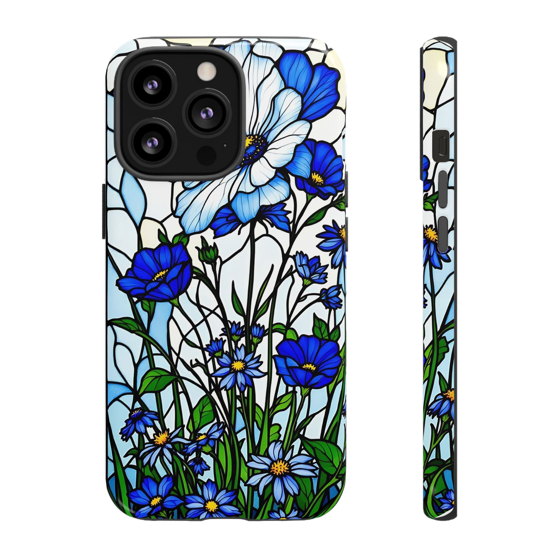 Botanical Stained Glass Tough Case - Floral Phone Cover, Protective Phone Case, Flower Pattern Phone Shell, Nature Inspired Smartphone Case,