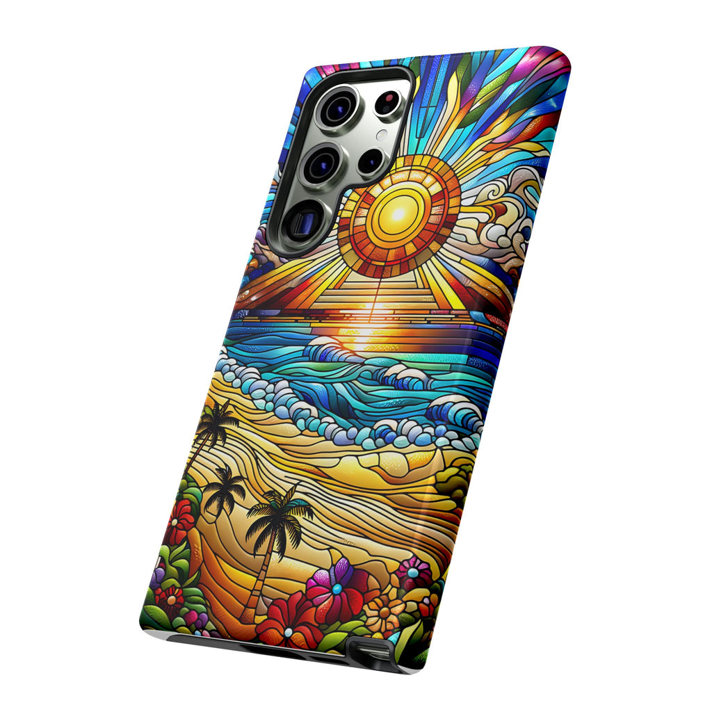Stained Glass Tough Cases, Protective Phone Case, Nature Inspired Smartphone Cover, Beach Day Summer Accessories, Ocean Lover Gift
