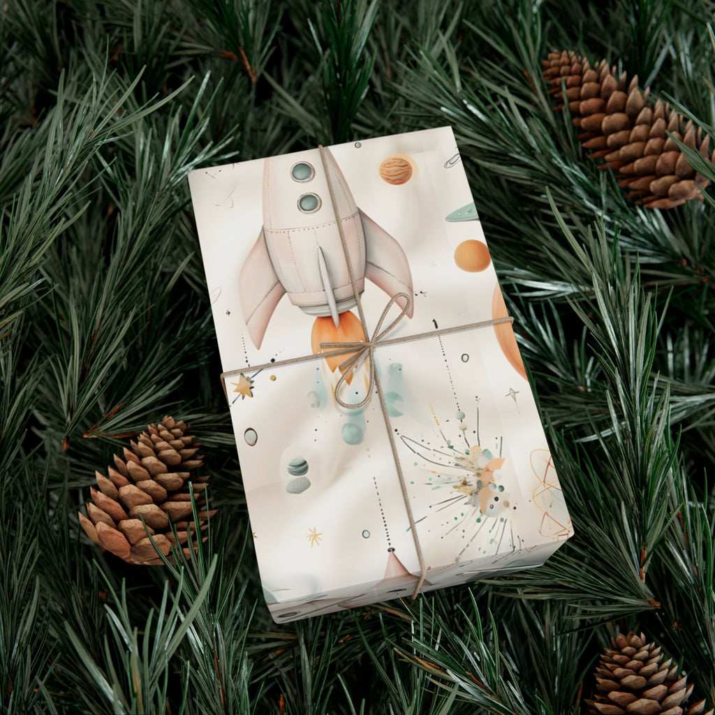 Gift Wrap Papers, Retro Futuristic Pattern, Whimsical Elements, Holiday Gift Wrap, Decorative Wrapping Paper, Gift Packaging Supplies