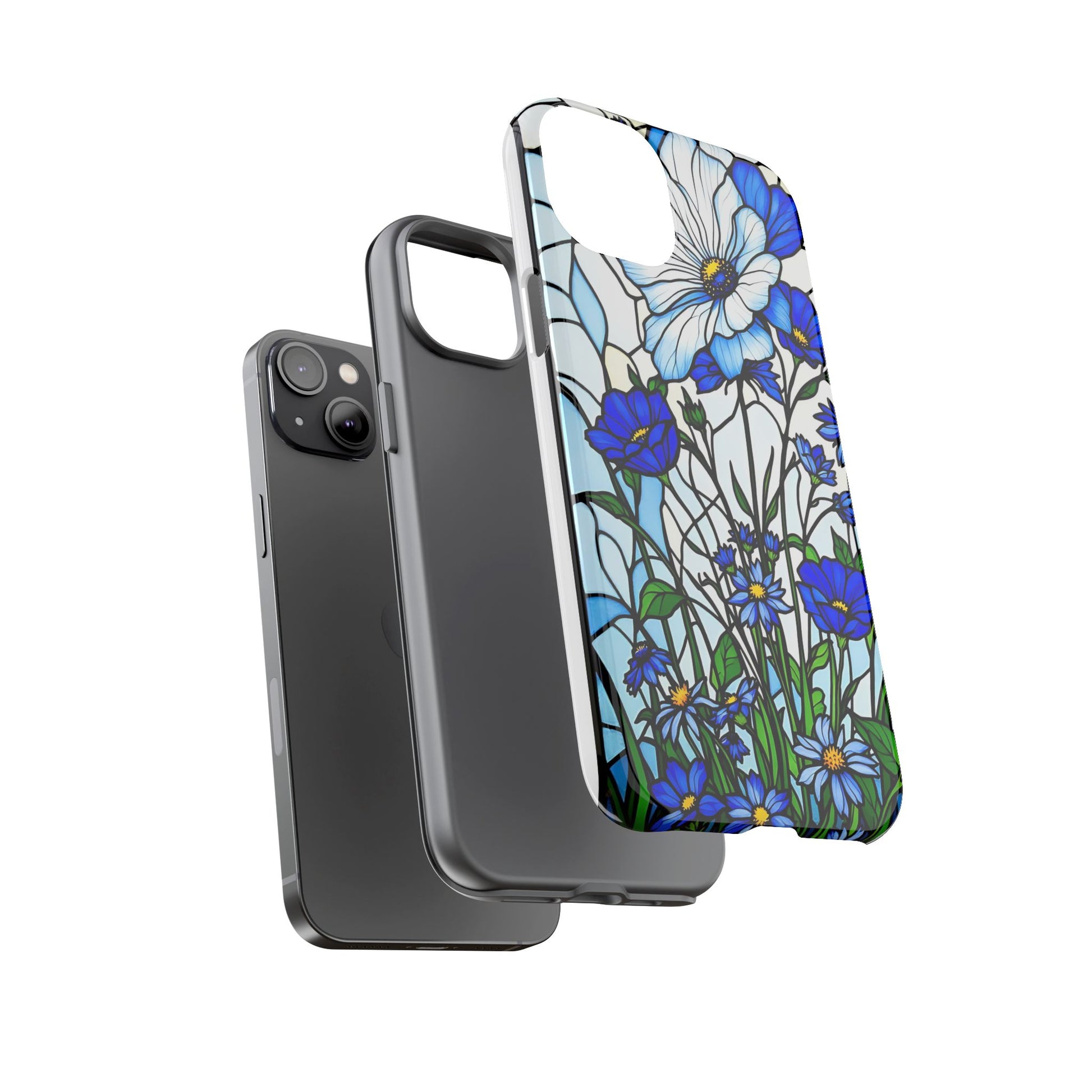 Botanical Stained Glass Tough Case - Floral Phone Cover, Protective Phone Case, Flower Pattern Phone Shell, Nature Inspired Smartphone Case,