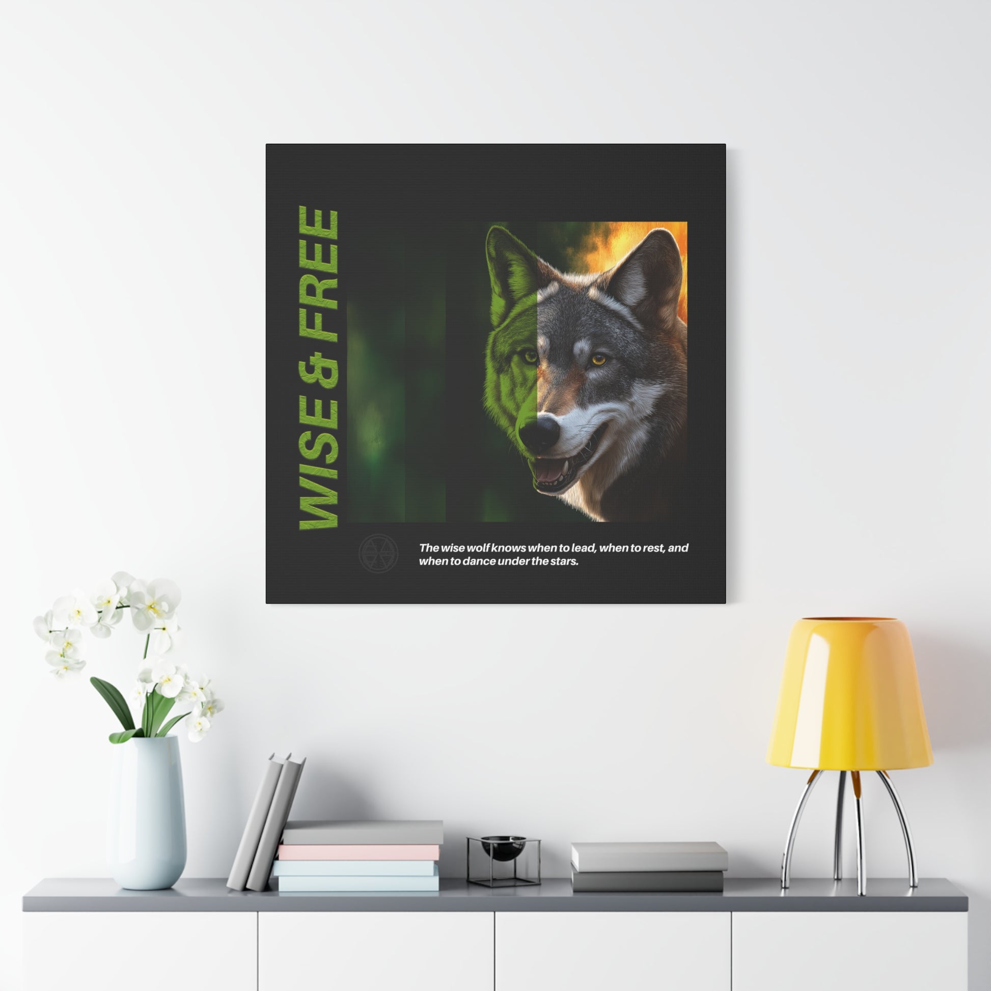 Canvas Art, Wise & Free Wall Decor, Inspirational Wolf, Motivational Home Decor, Nature-Themed Gift