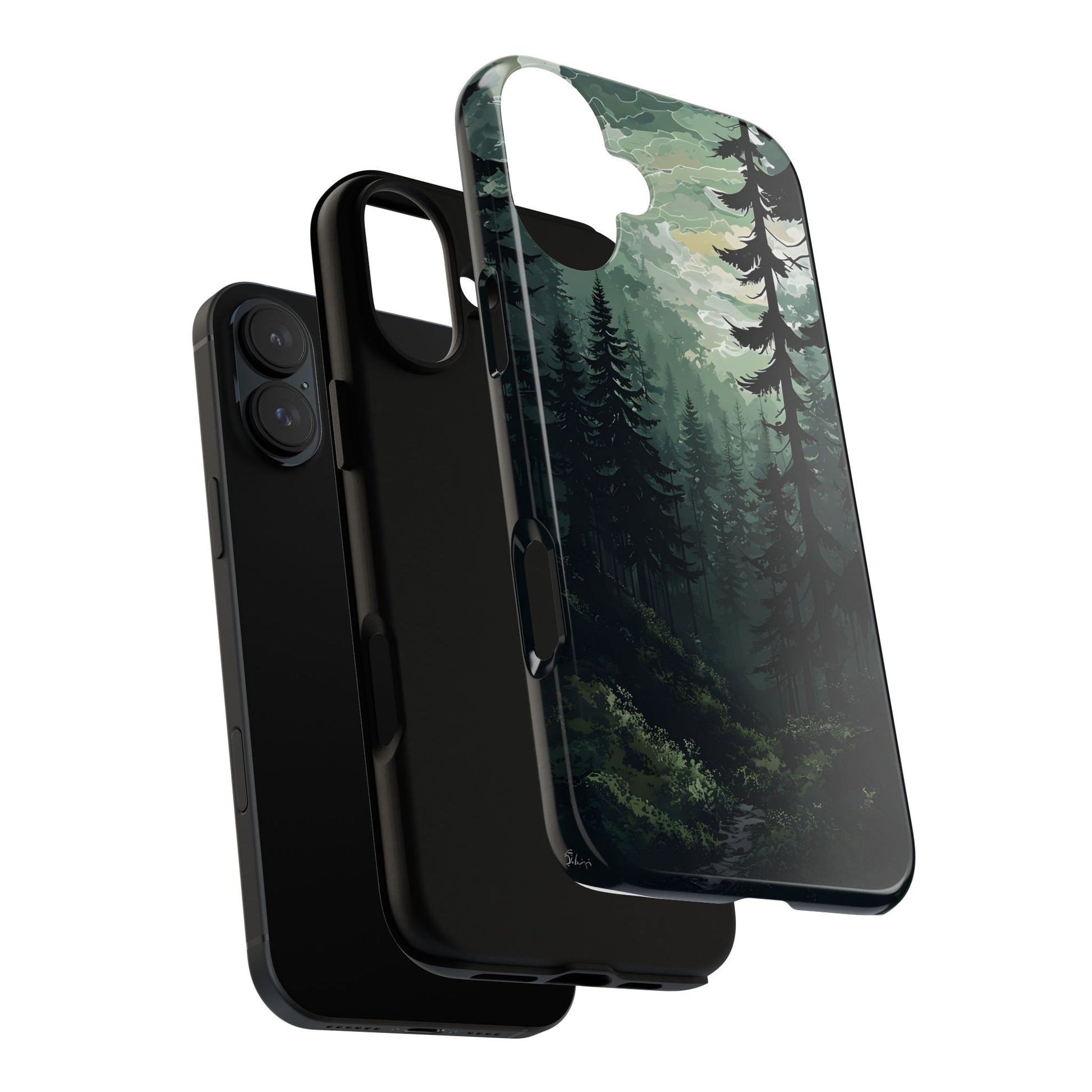 Phone Case, Serene Forest Landscape Digital Illustration Phone Case Cover, Tough Protective Cover, Unique Gift, Trendy
