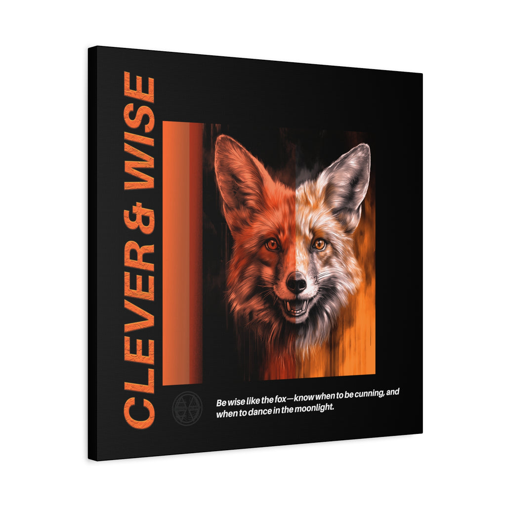 Fox Canvas Art, Inspirational & Wise Wall Decor, Nature Gift, Wildlife, Abstract Animal Artwork, Clever Motivational Matte Canvas