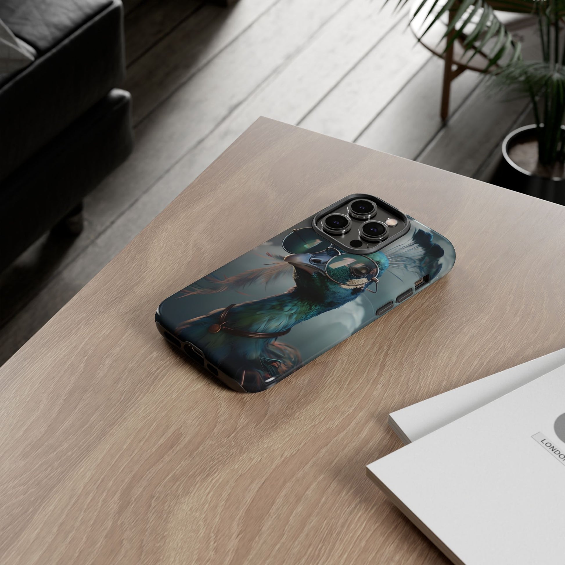 Phone Case, Peacock Design, Neon Lighting, Unique Gift, Hard Shell Cover, Protective Sleeve