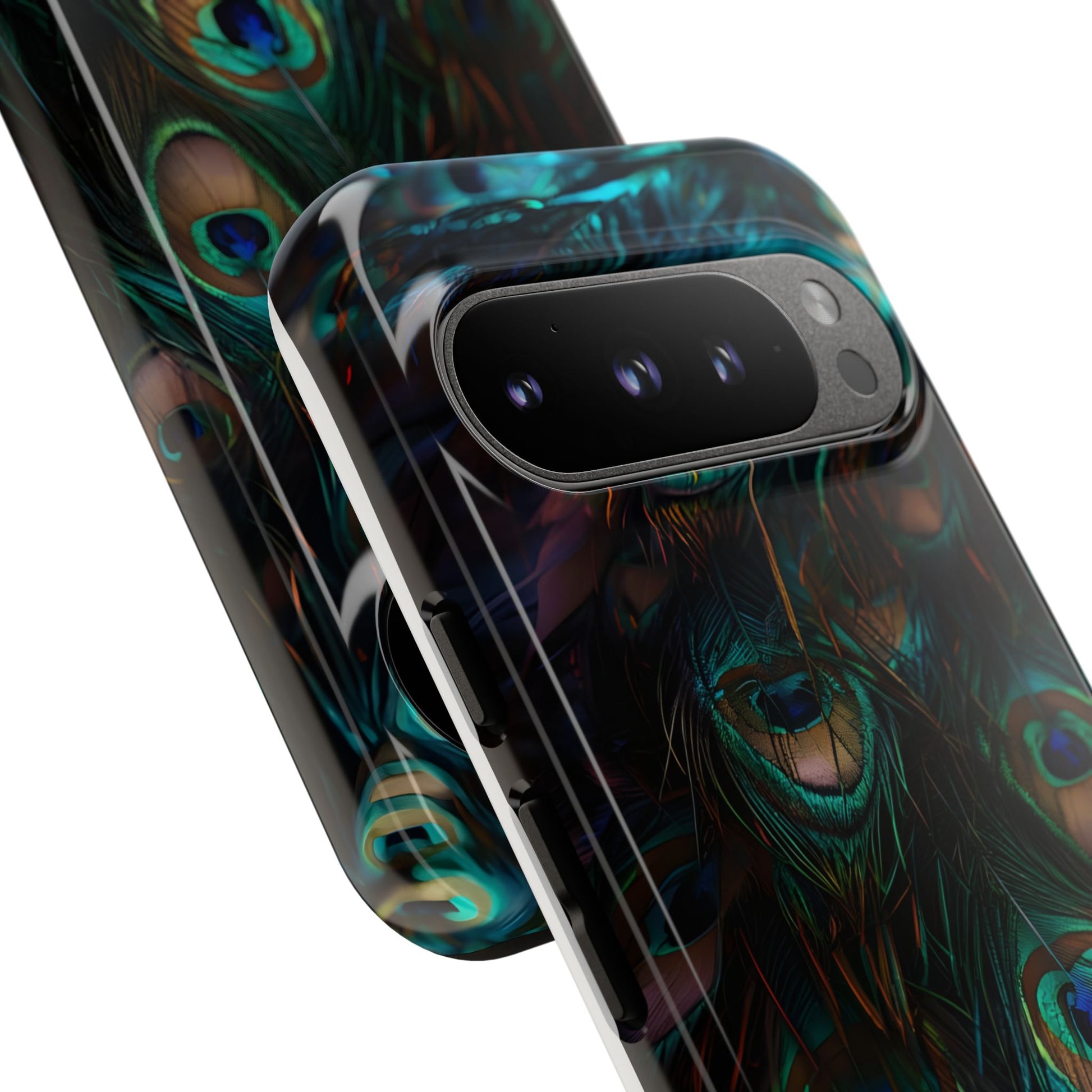 Phone Case, Close Up Peacock Feathers Design, Protective Cover, Unique Gift, Stylish Accessory, Nature Lover Gift, Feather Print Case