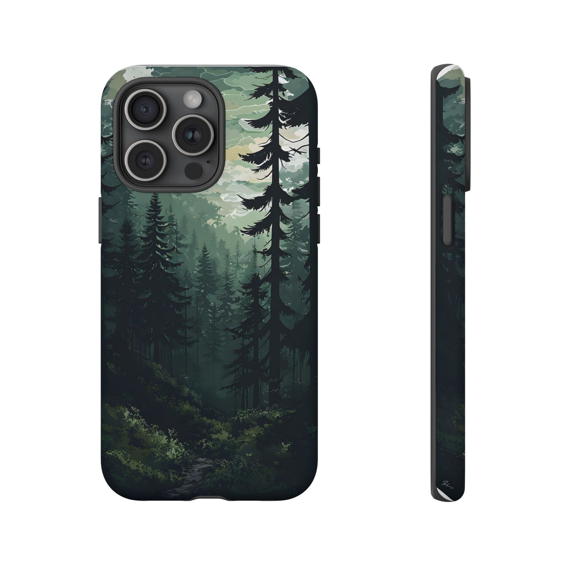Phone Case, Serene Forest Landscape Digital Illustration Phone Case Cover, Tough Protective Cover, Unique Gift, Trendy