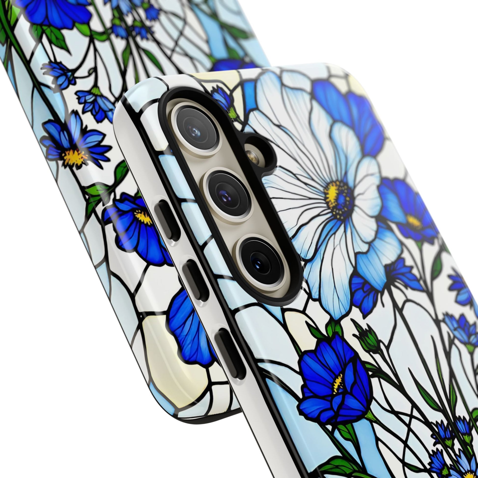 Botanical Stained Glass Tough Case - Floral Phone Cover, Protective Phone Case, Flower Pattern Phone Shell, Nature Inspired Smartphone Case,