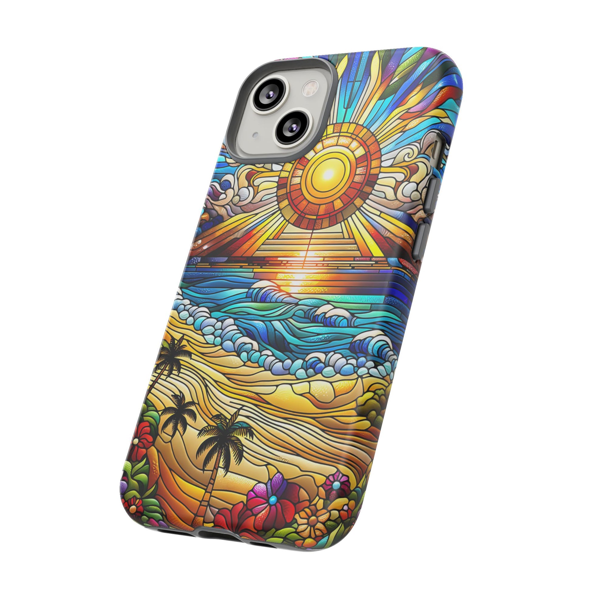 Stained Glass Tough Cases, Protective Phone Case, Nature Inspired Smartphone Cover, Beach Day Summer Accessories, Ocean Lover Gift