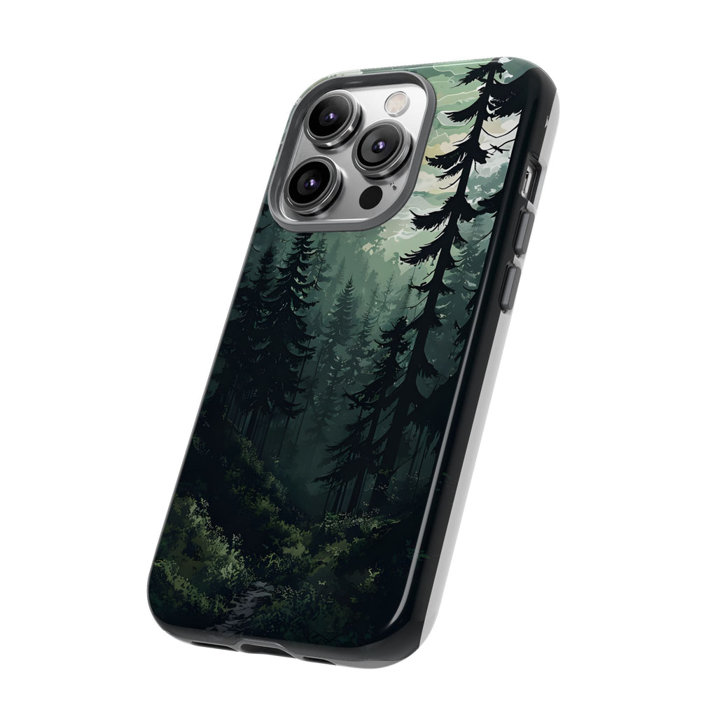 Phone Case, Serene Forest Landscape Digital Illustration Phone Case Cover, Tough Protective Cover, Unique Gift, Trendy