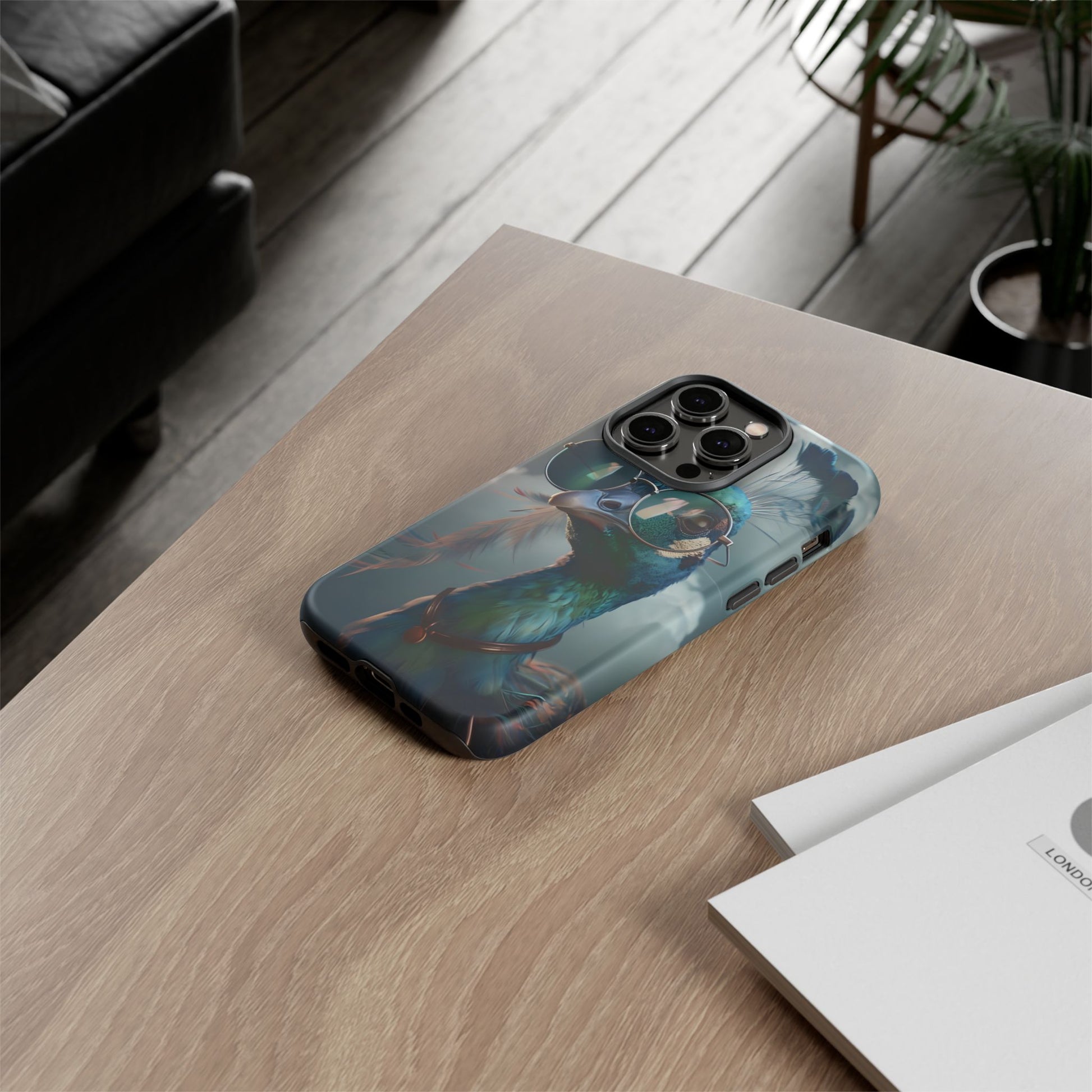 Phone Case, Peacock Design, Neon Lighting, Unique Gift, Hard Shell Cover, Protective Sleeve
