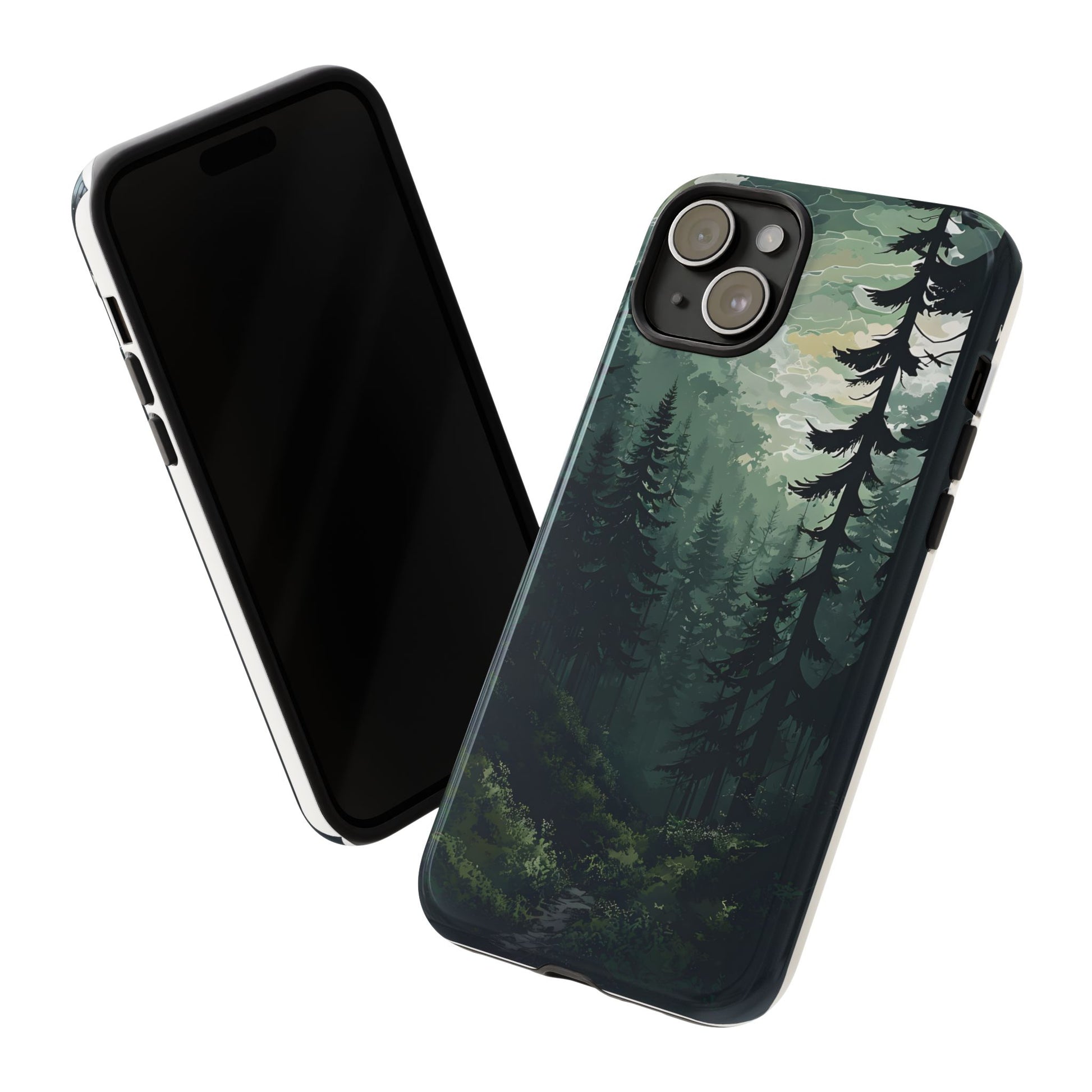 Phone Case, Serene Forest Landscape Digital Illustration Phone Case Cover, Tough Protective Cover, Unique Gift, Trendy