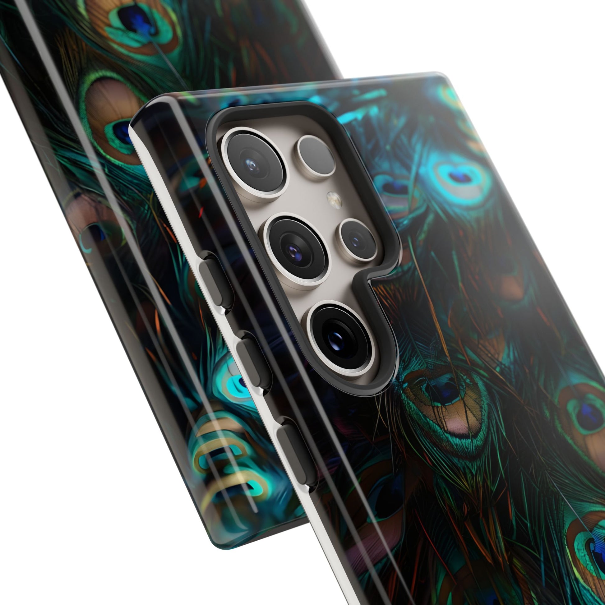 Phone Case, Close Up Peacock Feathers Design, Protective Cover, Unique Gift, Stylish Accessory, Nature Lover Gift, Feather Print Case