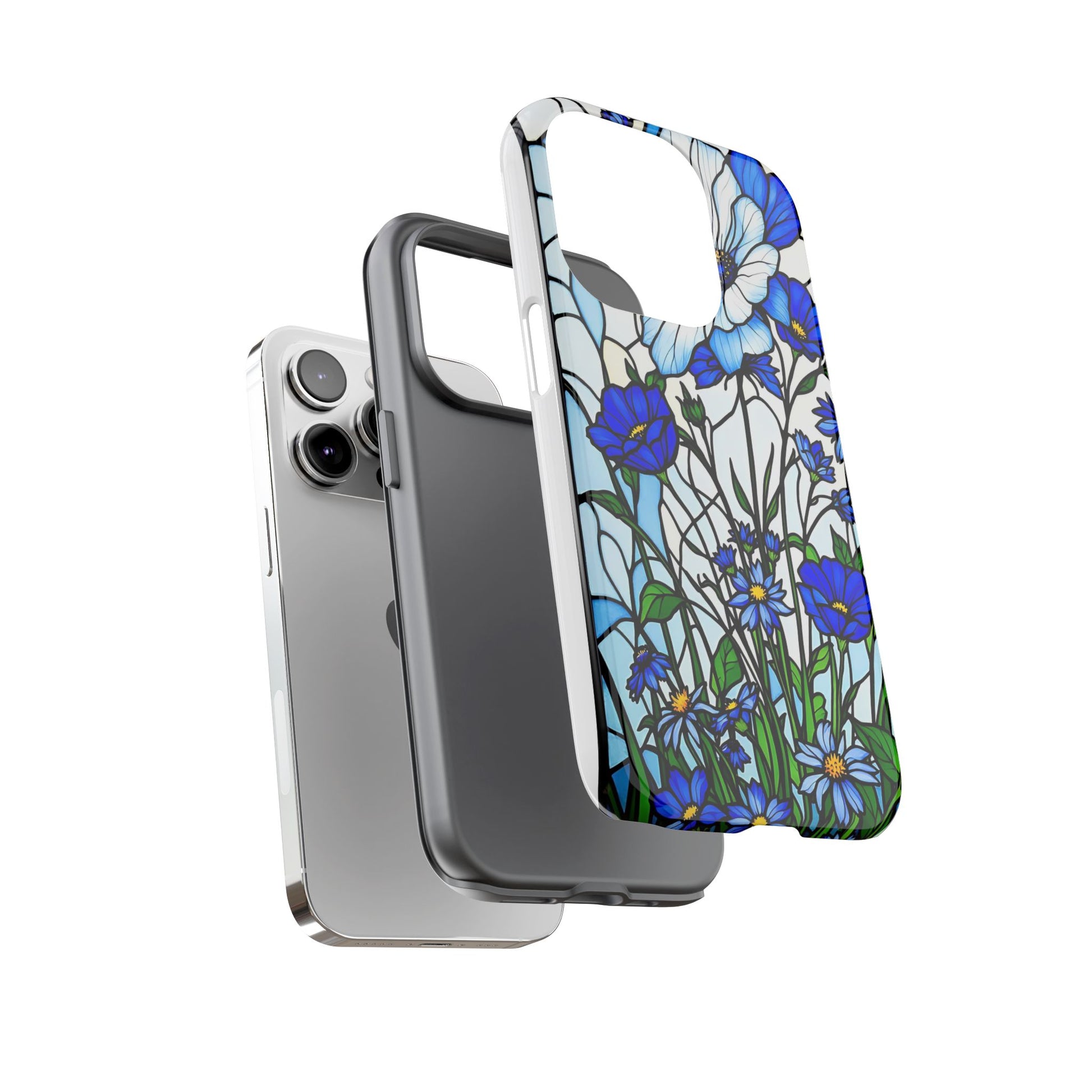 Botanical Stained Glass Tough Case - Floral Phone Cover, Protective Phone Case, Flower Pattern Phone Shell, Nature Inspired Smartphone Case,