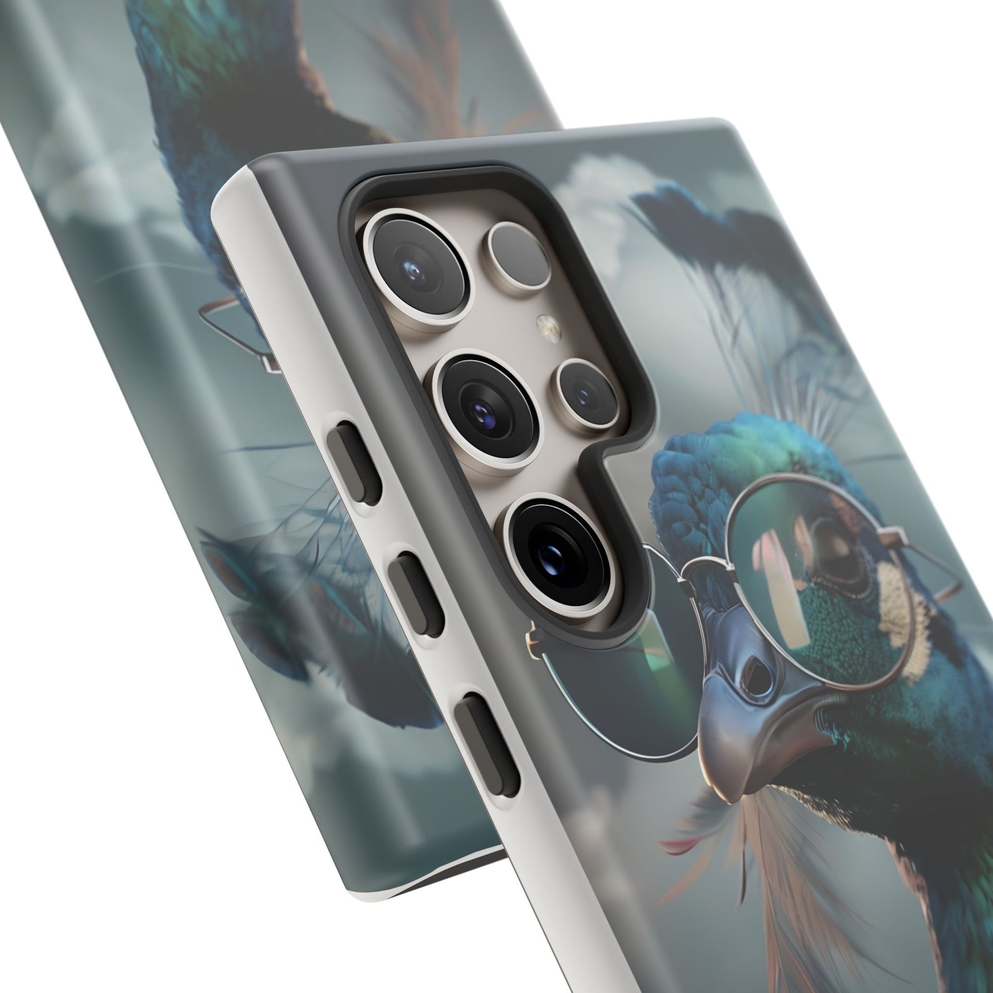 Phone Case, Peacock Design, Neon Lighting, Unique Gift, Hard Shell Cover, Protective Sleeve