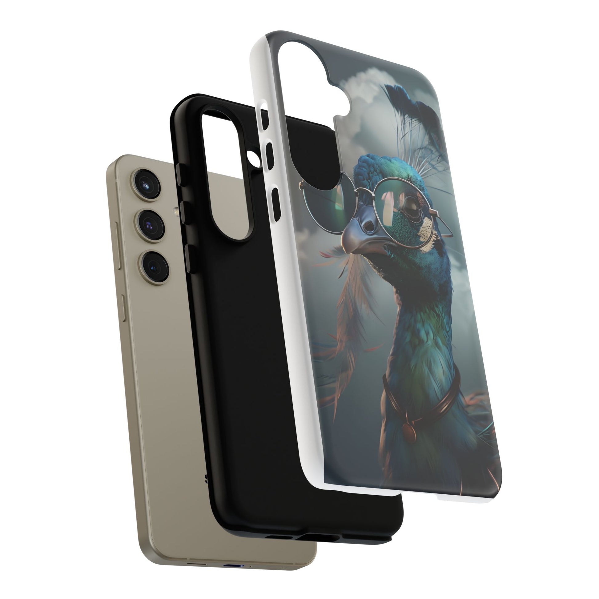 Phone Case, Peacock Design, Neon Lighting, Unique Gift, Hard Shell Cover, Protective Sleeve