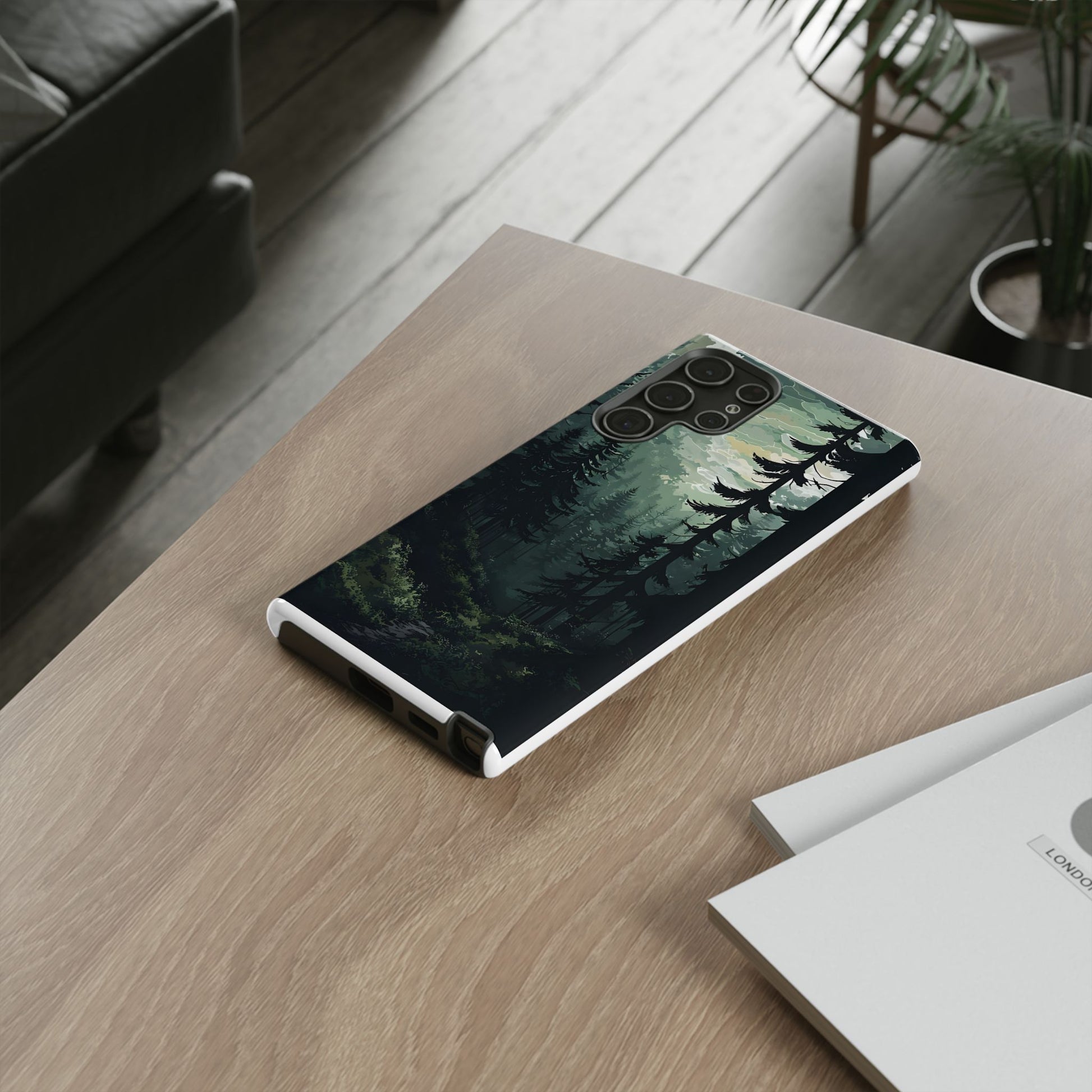 Phone Case, Serene Forest Landscape Digital Illustration Phone Case Cover, Tough Protective Cover, Unique Gift, Trendy