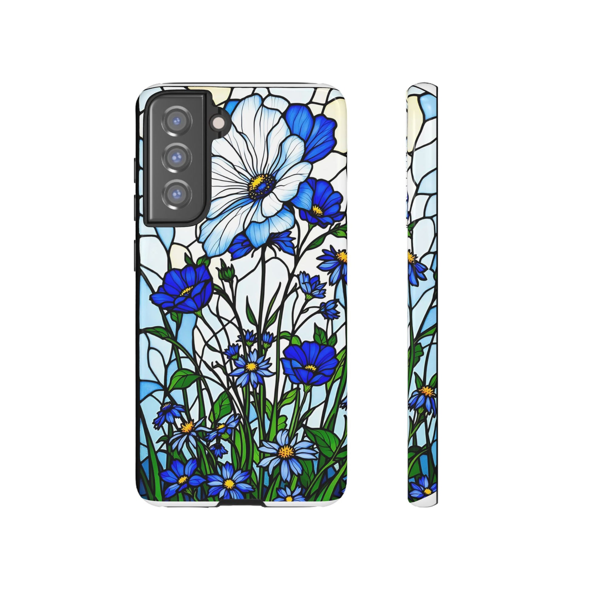 Botanical Stained Glass Tough Case - Floral Phone Cover, Protective Phone Case, Flower Pattern Phone Shell, Nature Inspired Smartphone Case,