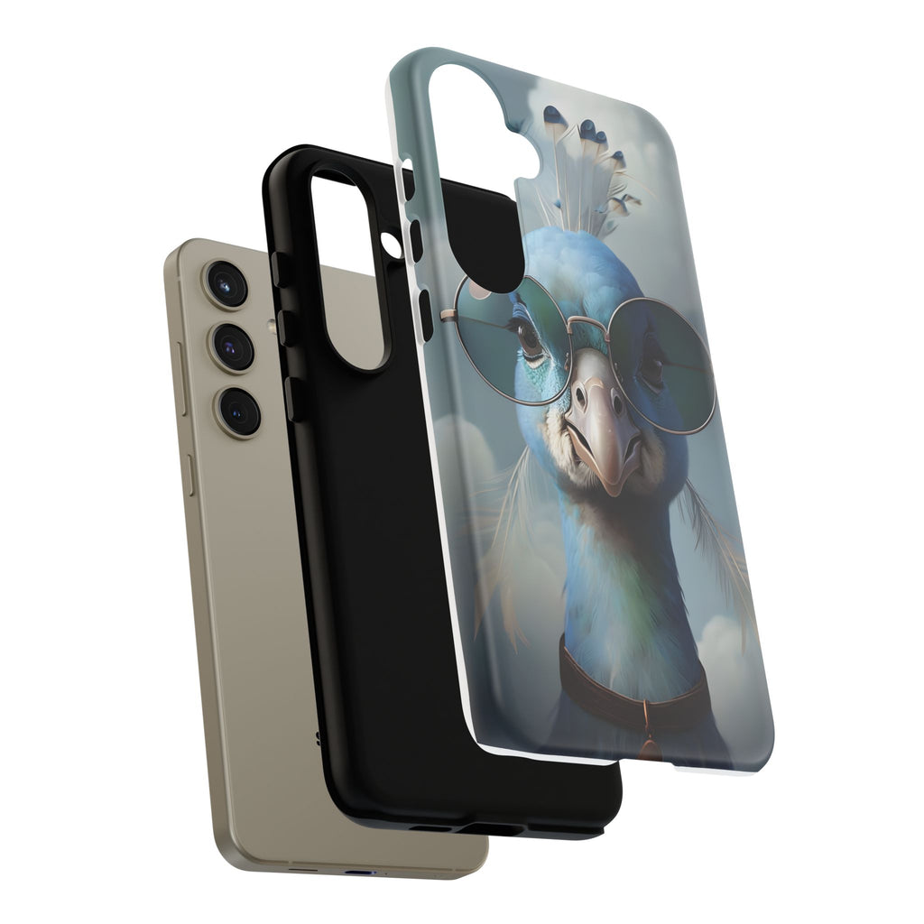Phone Case, Glamorous Peacock Wearing Sunglasses - Protective Cover, Unique Gift, Trendy Accessories, Animal Lover, Fashionable Mobile Shell