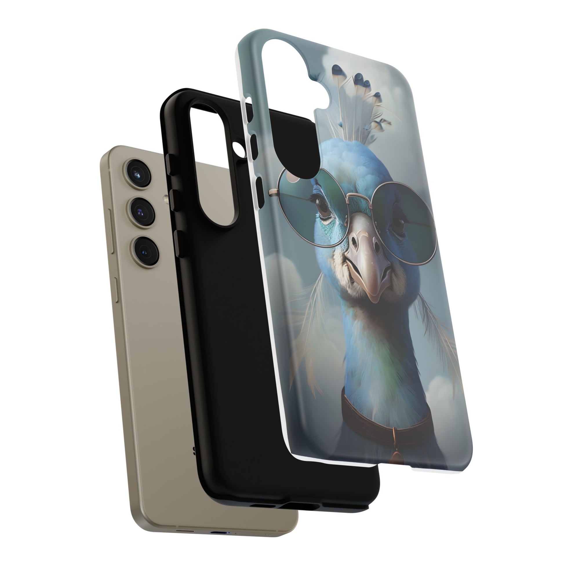 Phone Case, Glamorous Peacock Wearing Sunglasses - Protective Cover, Unique Gift, Trendy Accessories, Animal Lover, Fashionable Mobile Shell