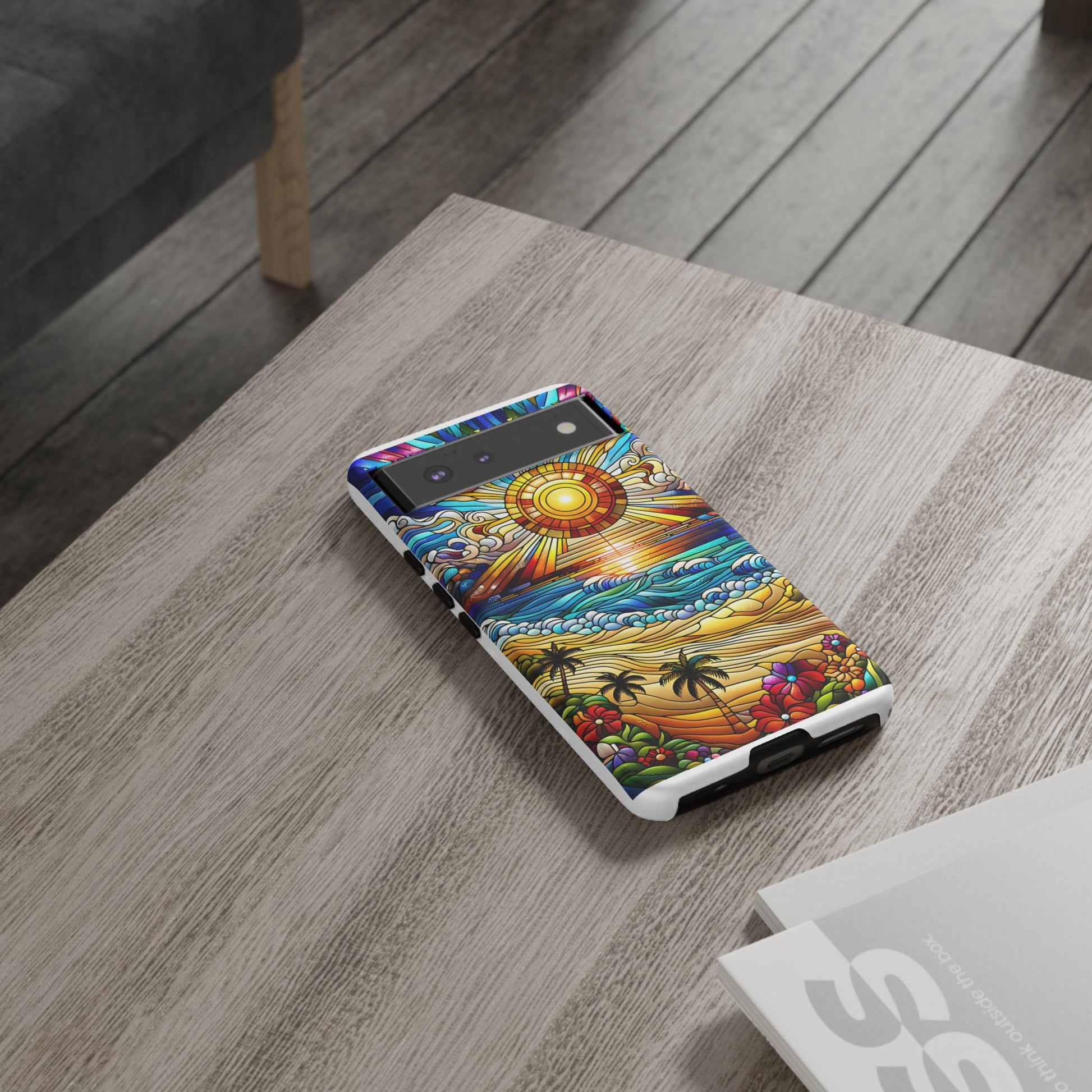 Stained Glass Tough Cases, Protective Phone Case, Nature Inspired Smartphone Cover, Beach Day Summer Accessories, Ocean Lover Gift