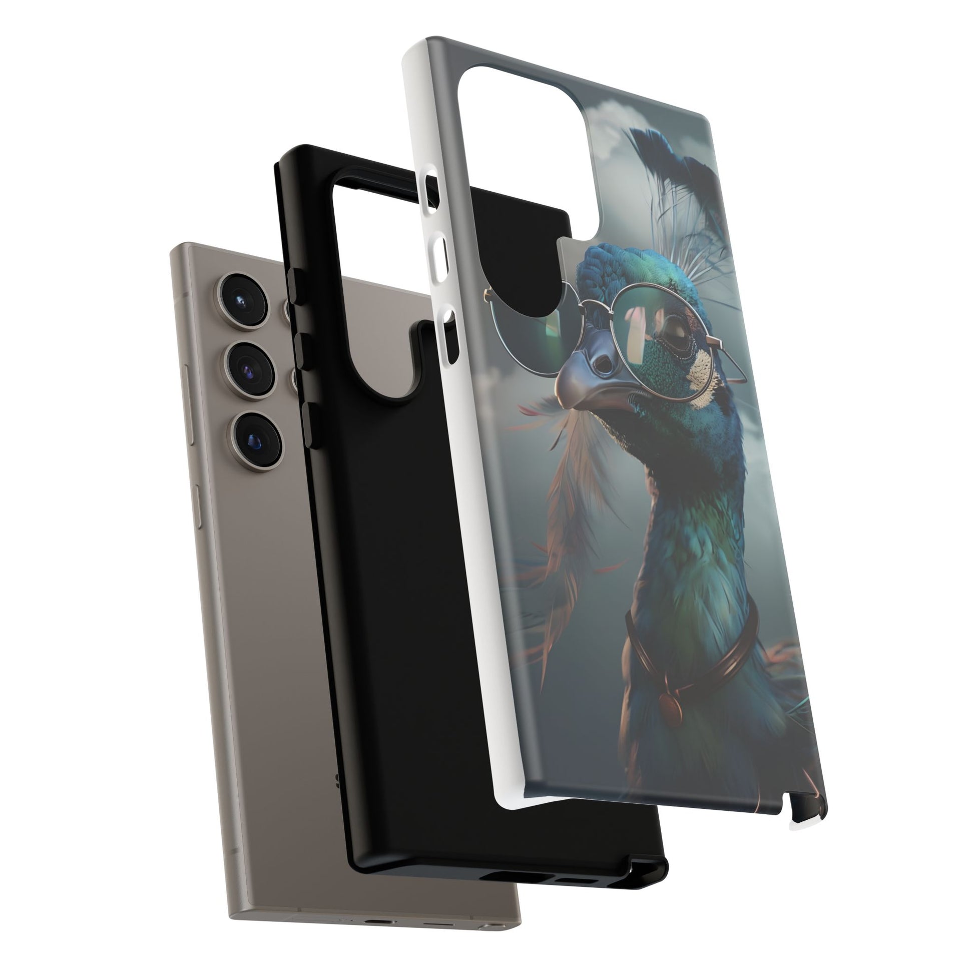 Phone Case, Peacock Design, Neon Lighting, Unique Gift, Hard Shell Cover, Protective Sleeve
