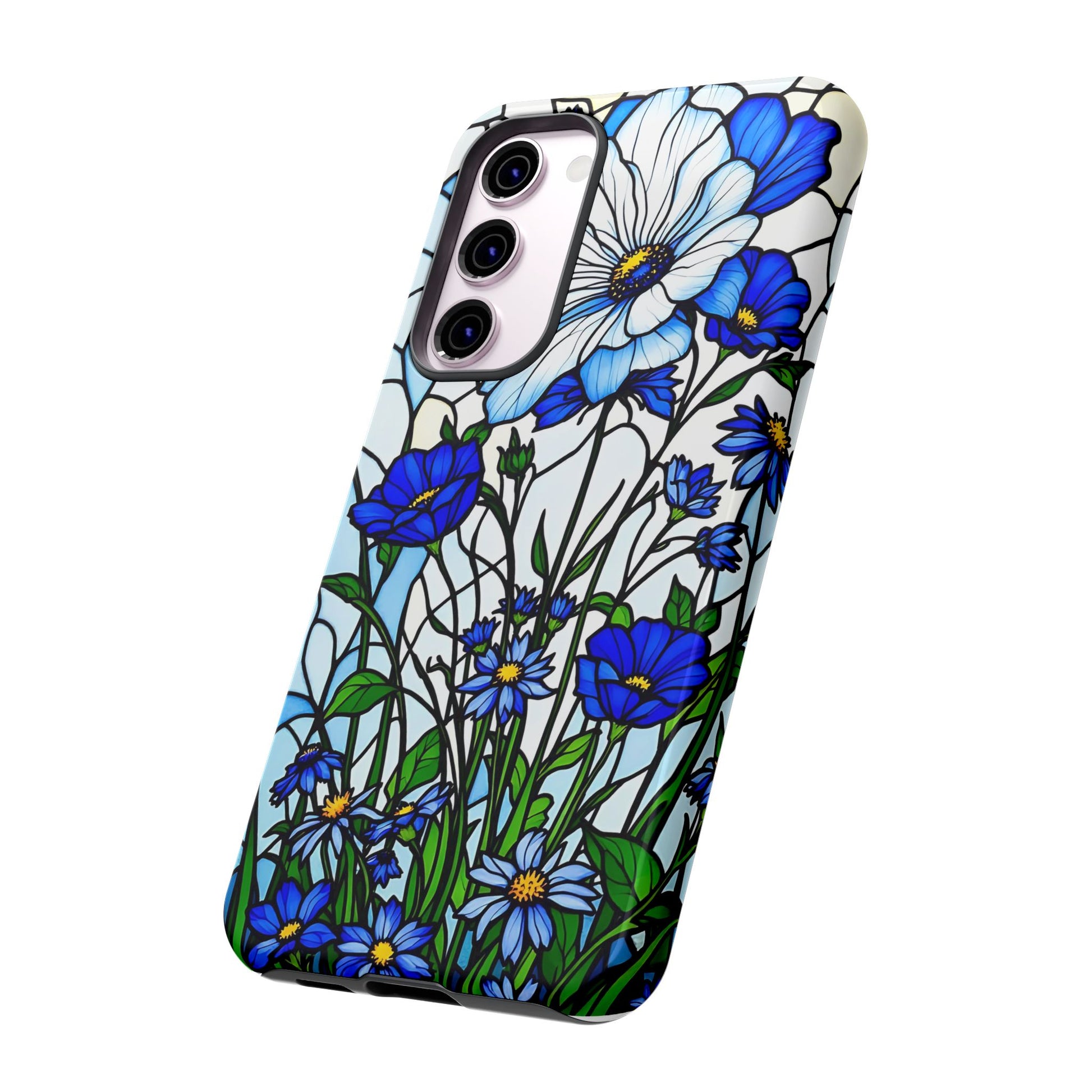 Botanical Stained Glass Tough Case - Floral Phone Cover, Protective Phone Case, Flower Pattern Phone Shell, Nature Inspired Smartphone Case,