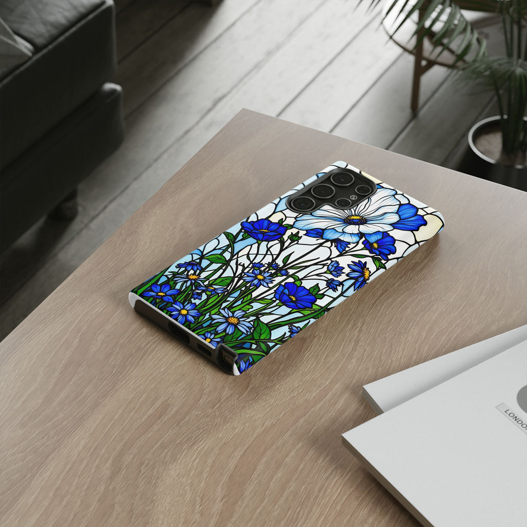 Botanical Stained Glass Tough Case - Floral Phone Cover, Protective Phone Case, Flower Pattern Phone Shell, Nature Inspired Smartphone Case,