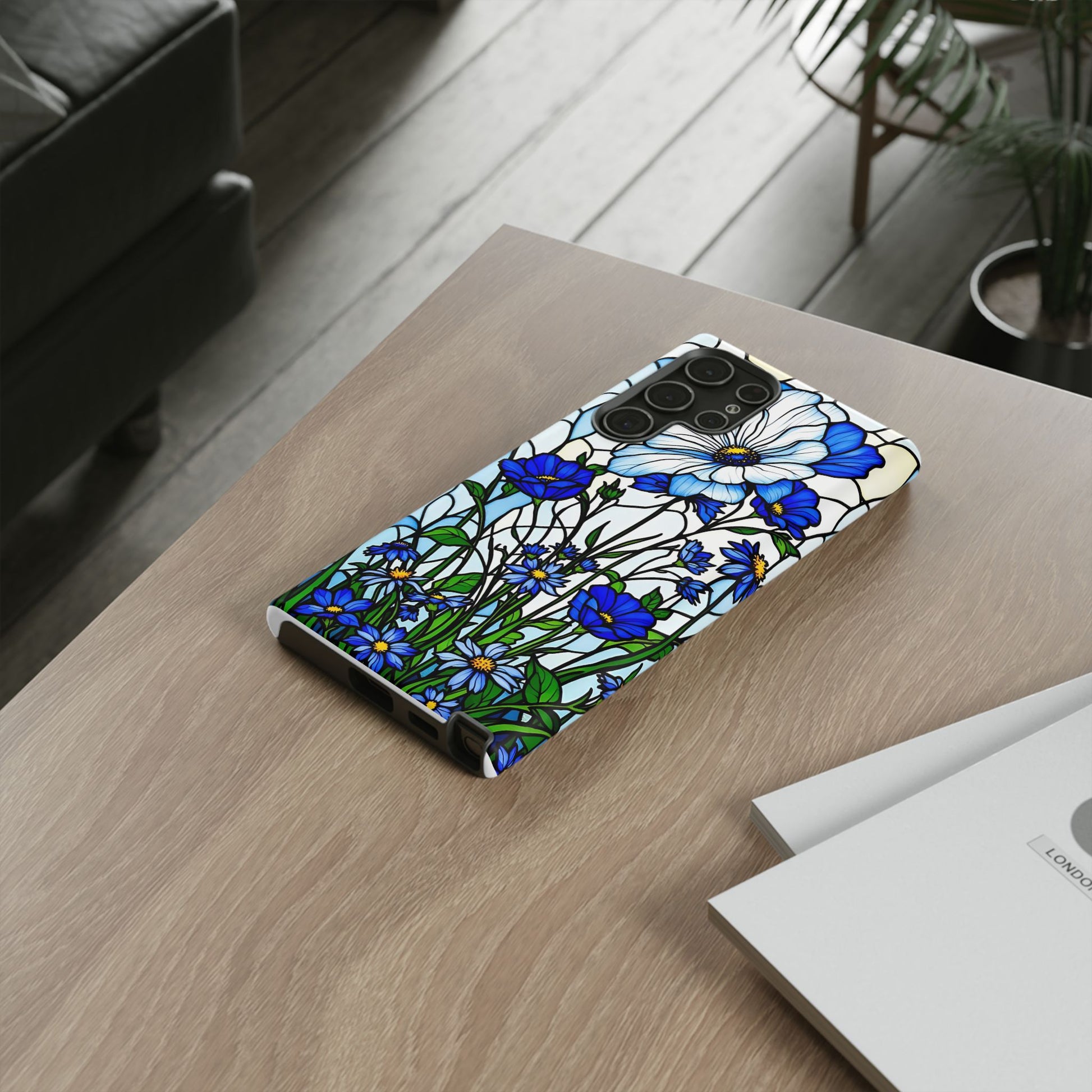 Botanical Stained Glass Tough Case - Floral Phone Cover, Protective Phone Case, Flower Pattern Phone Shell, Nature Inspired Smartphone Case,