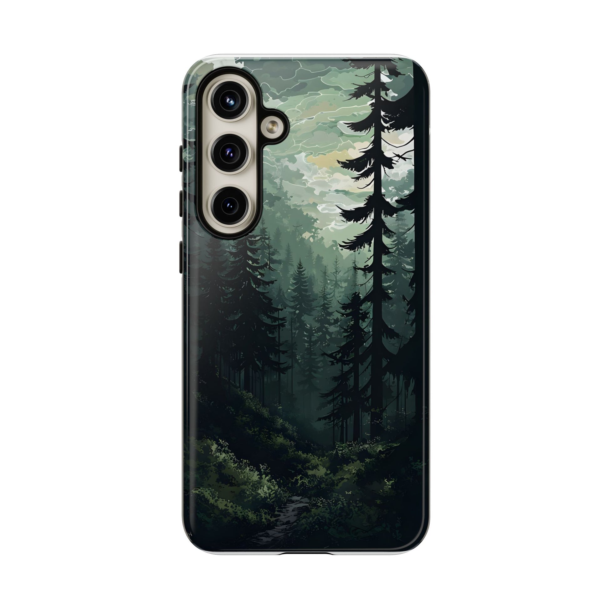 Phone Case, Serene Forest Landscape Digital Illustration Phone Case Cover, Tough Protective Cover, Unique Gift, Trendy