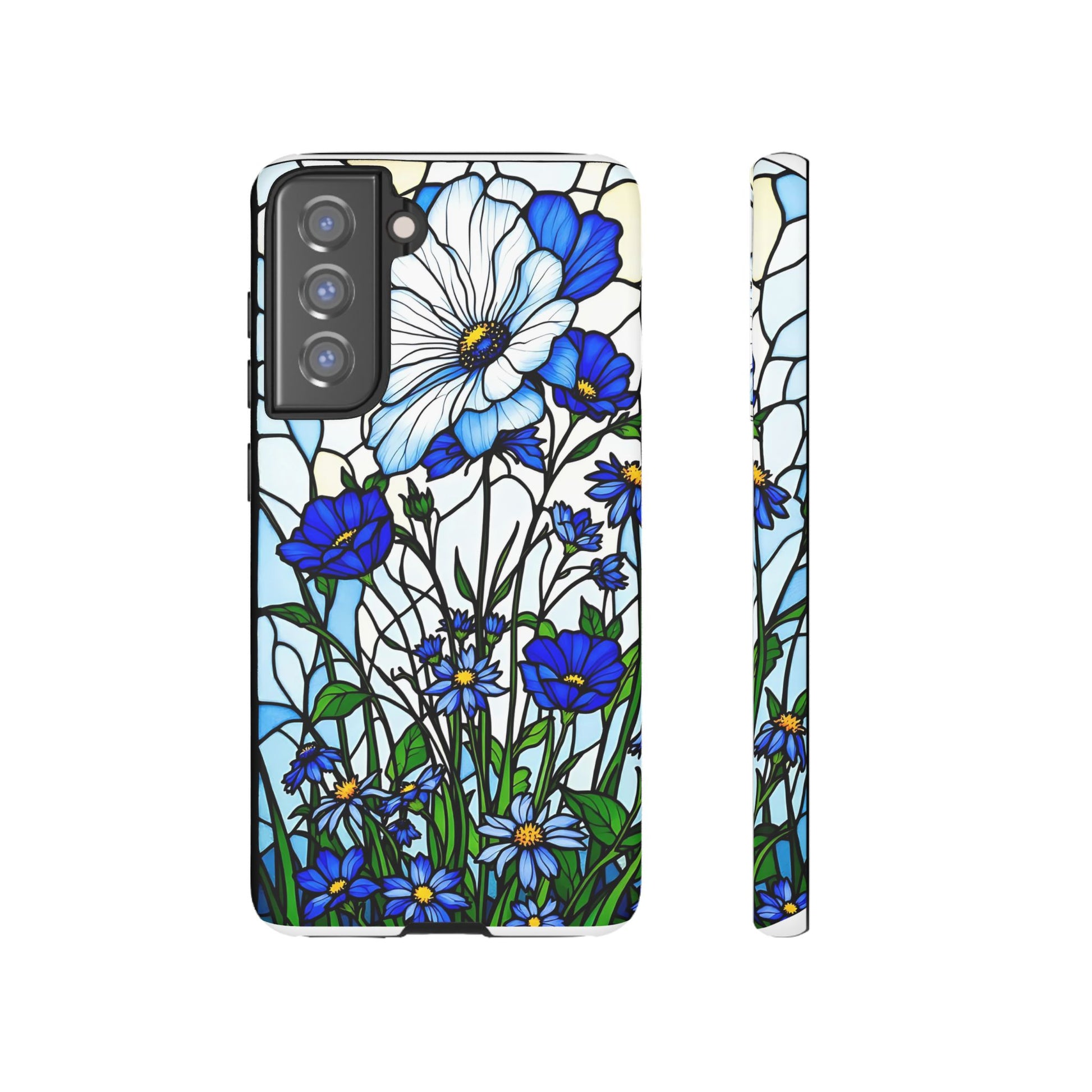 Botanical Stained Glass Tough Case - Floral Phone Cover, Protective Phone Case, Flower Pattern Phone Shell, Nature Inspired Smartphone Case,