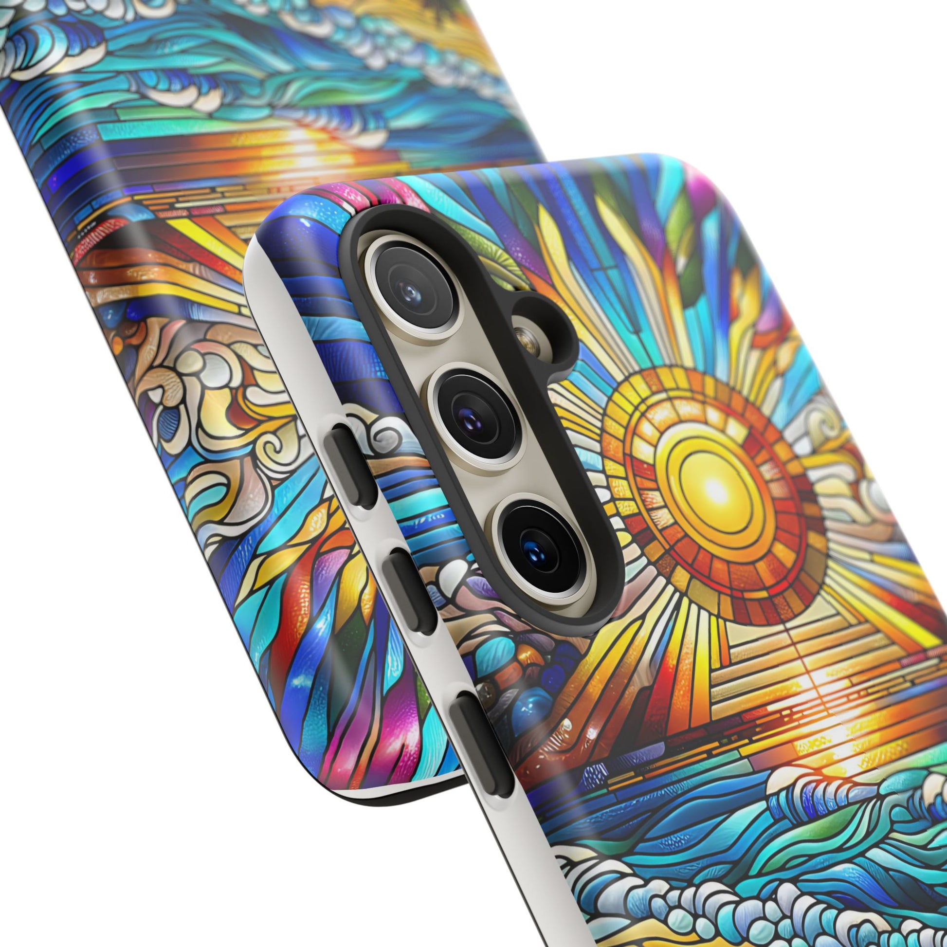 Stained Glass Tough Cases, Protective Phone Case, Nature Inspired Smartphone Cover, Beach Day Summer Accessories, Ocean Lover Gift