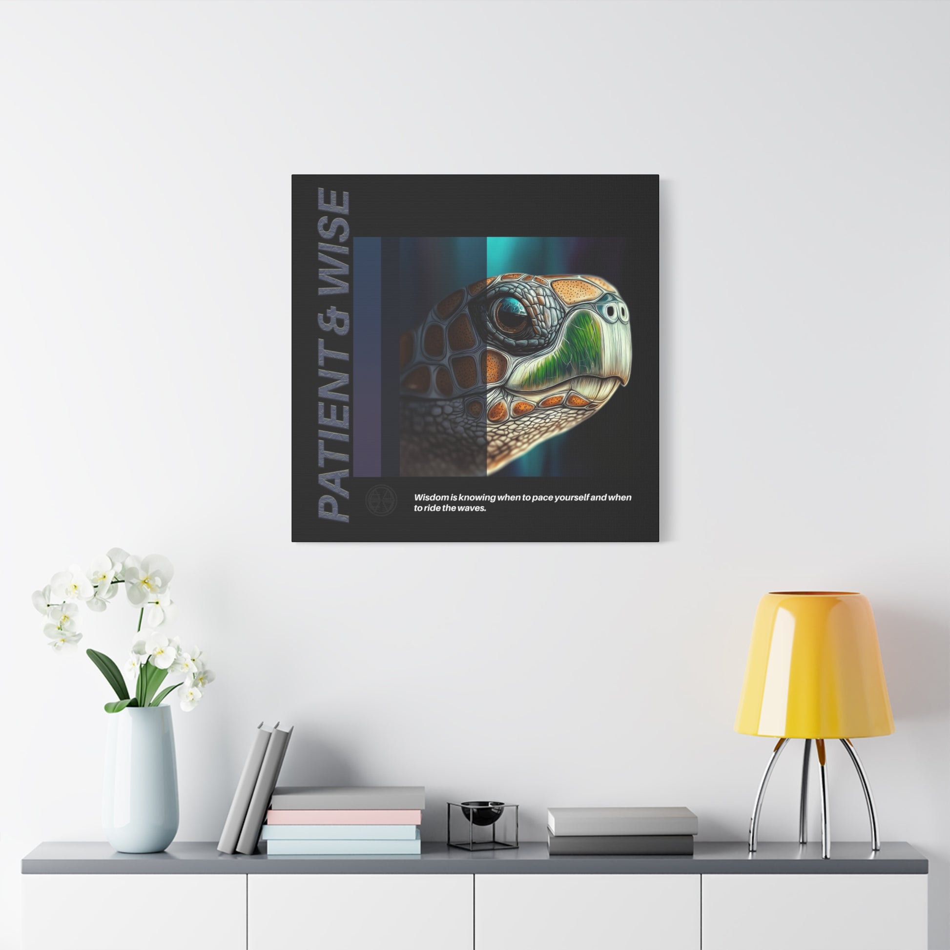 Canvas Art, Inspirational Turtle Wall Decor, Motivational Home Decor, Nature Gift, Abstract Animal Artwork, Wildlife, Patient & Wise