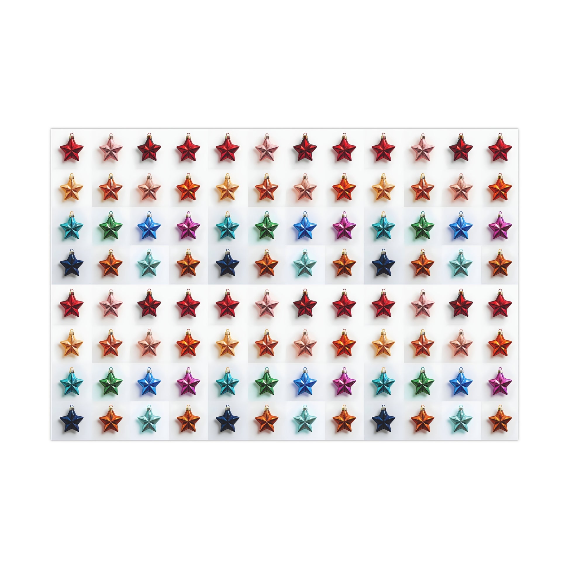 Wrapping Paper, Vibrant Star Christmas Ornaments On White Background - Gift Wrap Rolls, Eco-Friendly Gift Wrap, Holiday