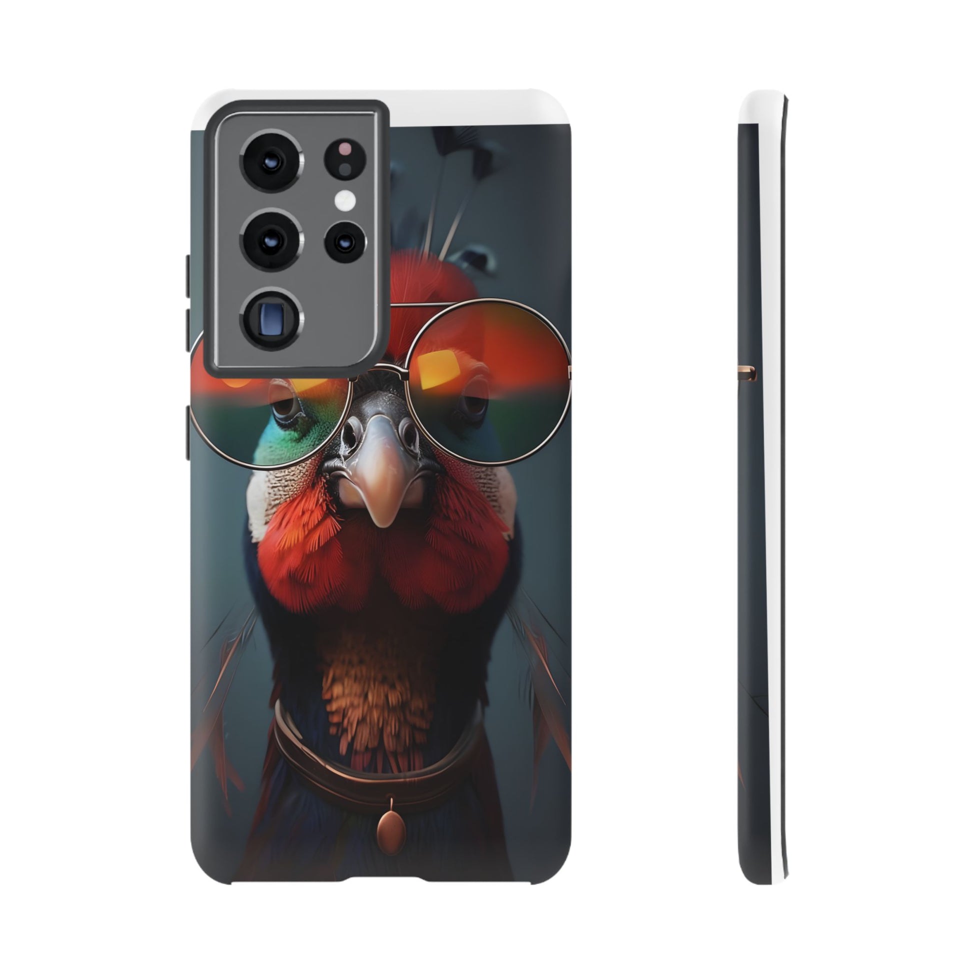 Phone Cases, Bright Exotic Bird in Cool Sunglasses, Protective Tough Cover, Tropical Animal Print, Unique Gift for Bird Lovers, Accessories