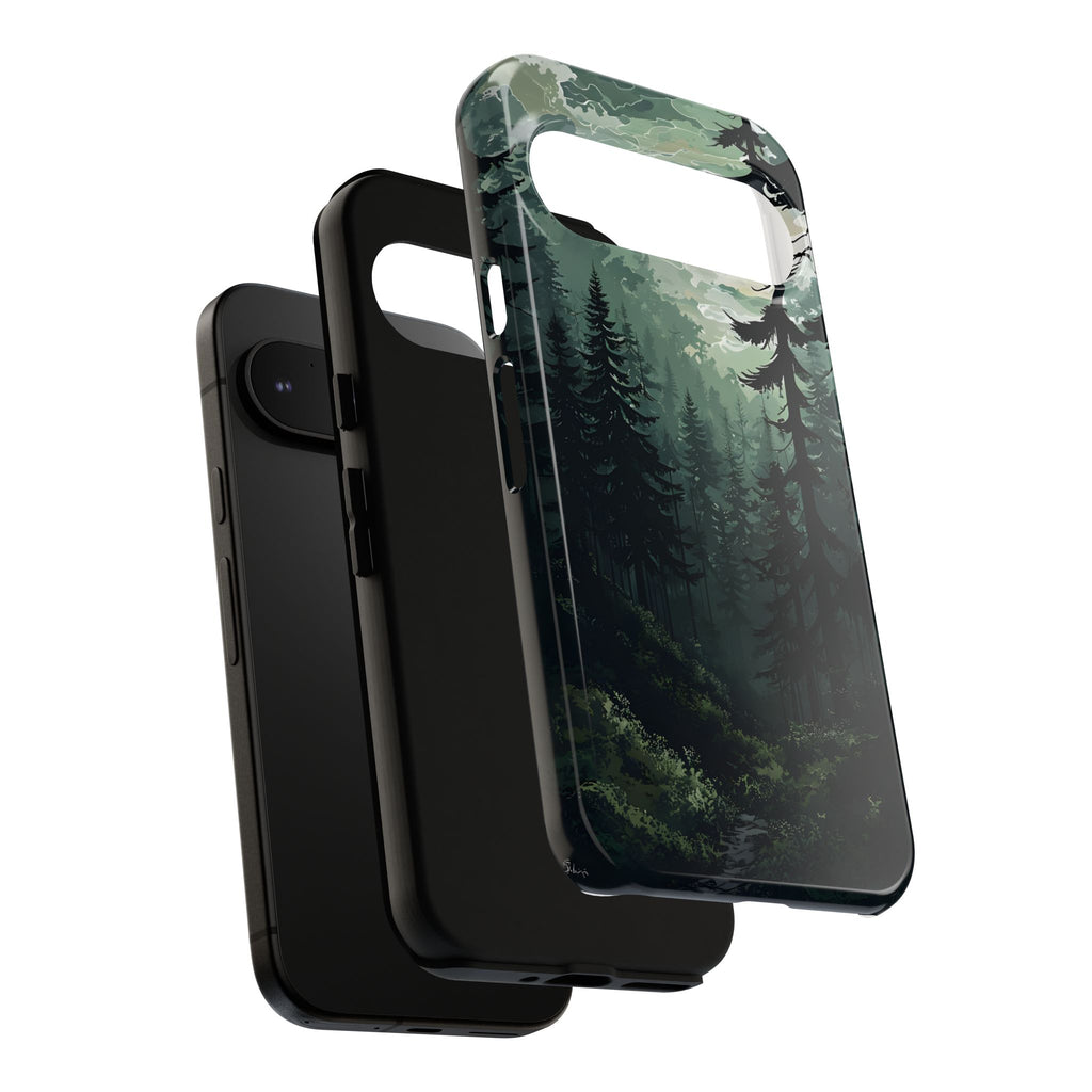 Phone Case, Serene Forest Landscape Digital Illustration Phone Case Cover, Tough Protective Cover, Unique Gift, Trendy