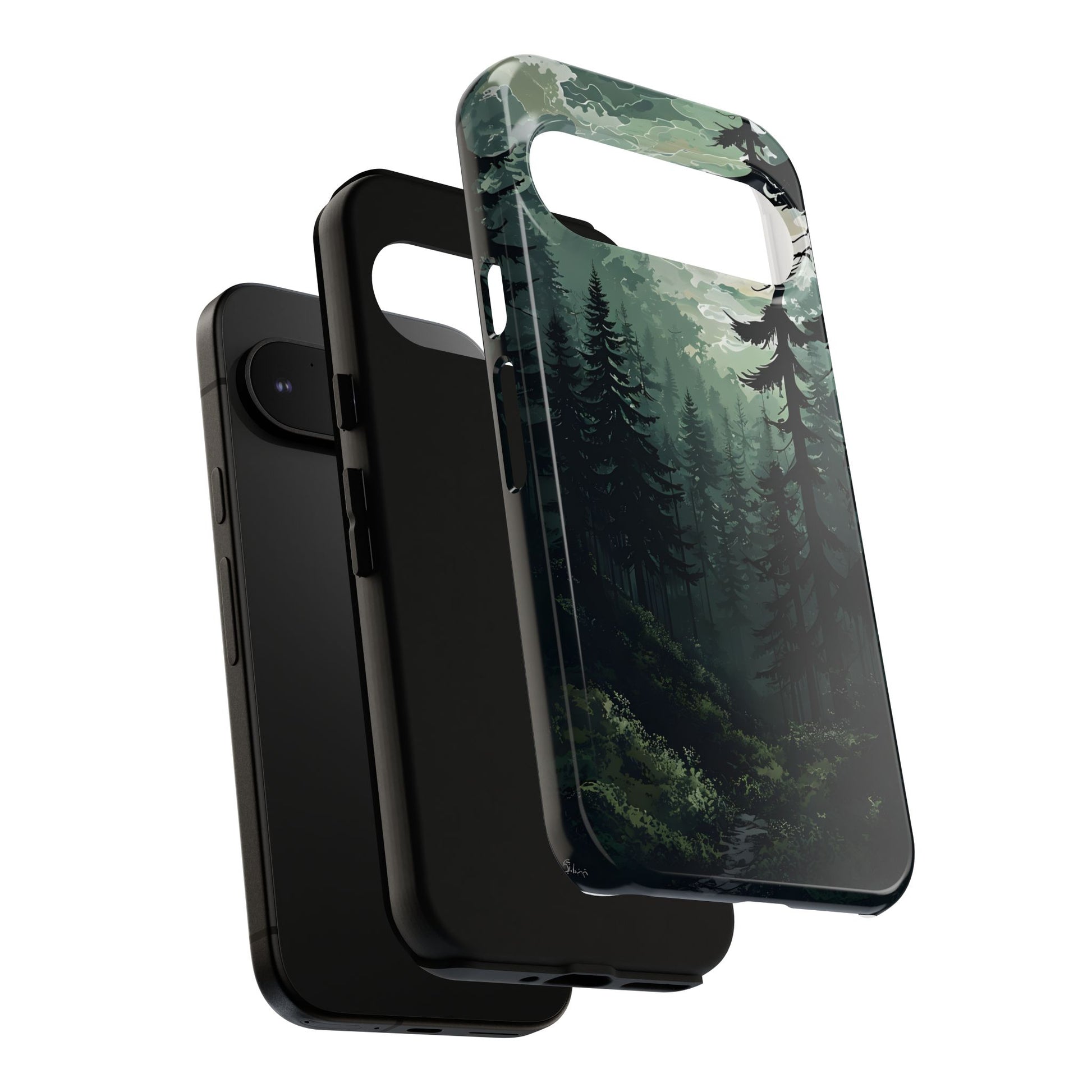 Phone Case, Serene Forest Landscape Digital Illustration Phone Case Cover, Tough Protective Cover, Unique Gift, Trendy