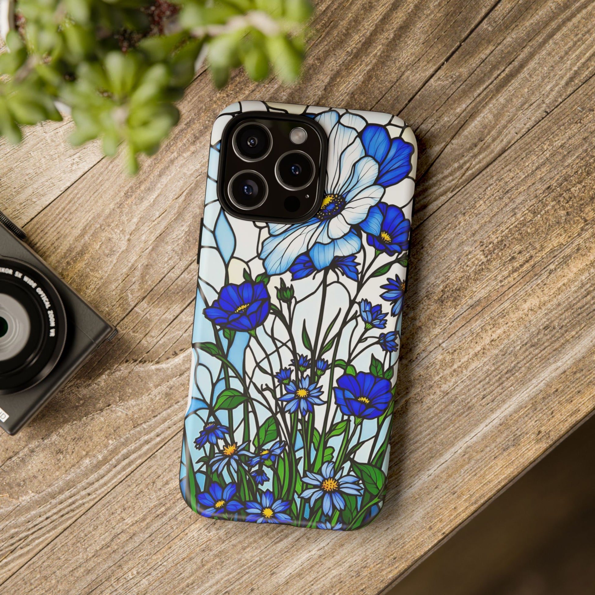 Botanical Stained Glass Tough Case - Floral Phone Cover, Protective Phone Case, Flower Pattern Phone Shell, Nature Inspired Smartphone Case,