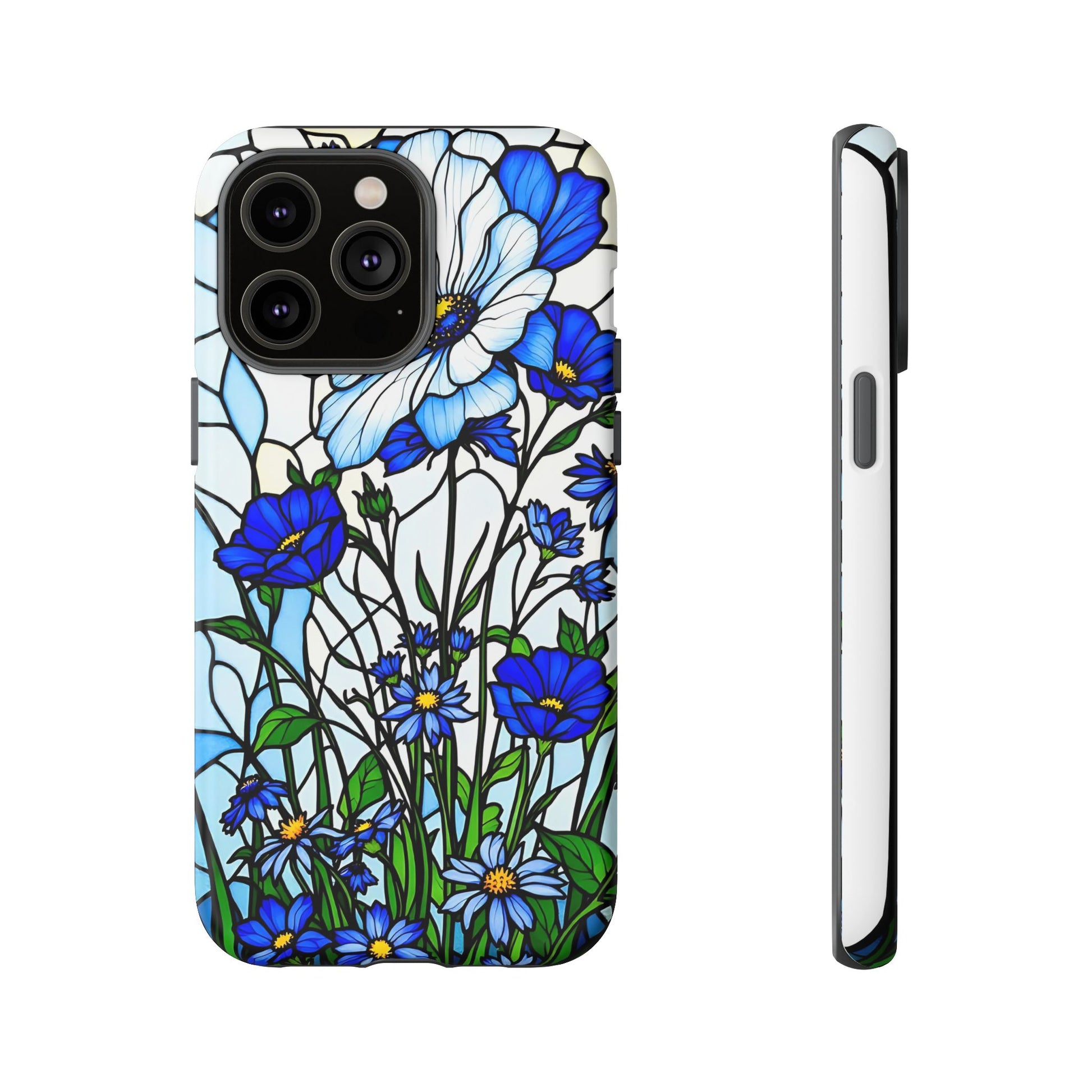 Botanical Stained Glass Tough Case - Floral Phone Cover, Protective Phone Case, Flower Pattern Phone Shell, Nature Inspired Smartphone Case,