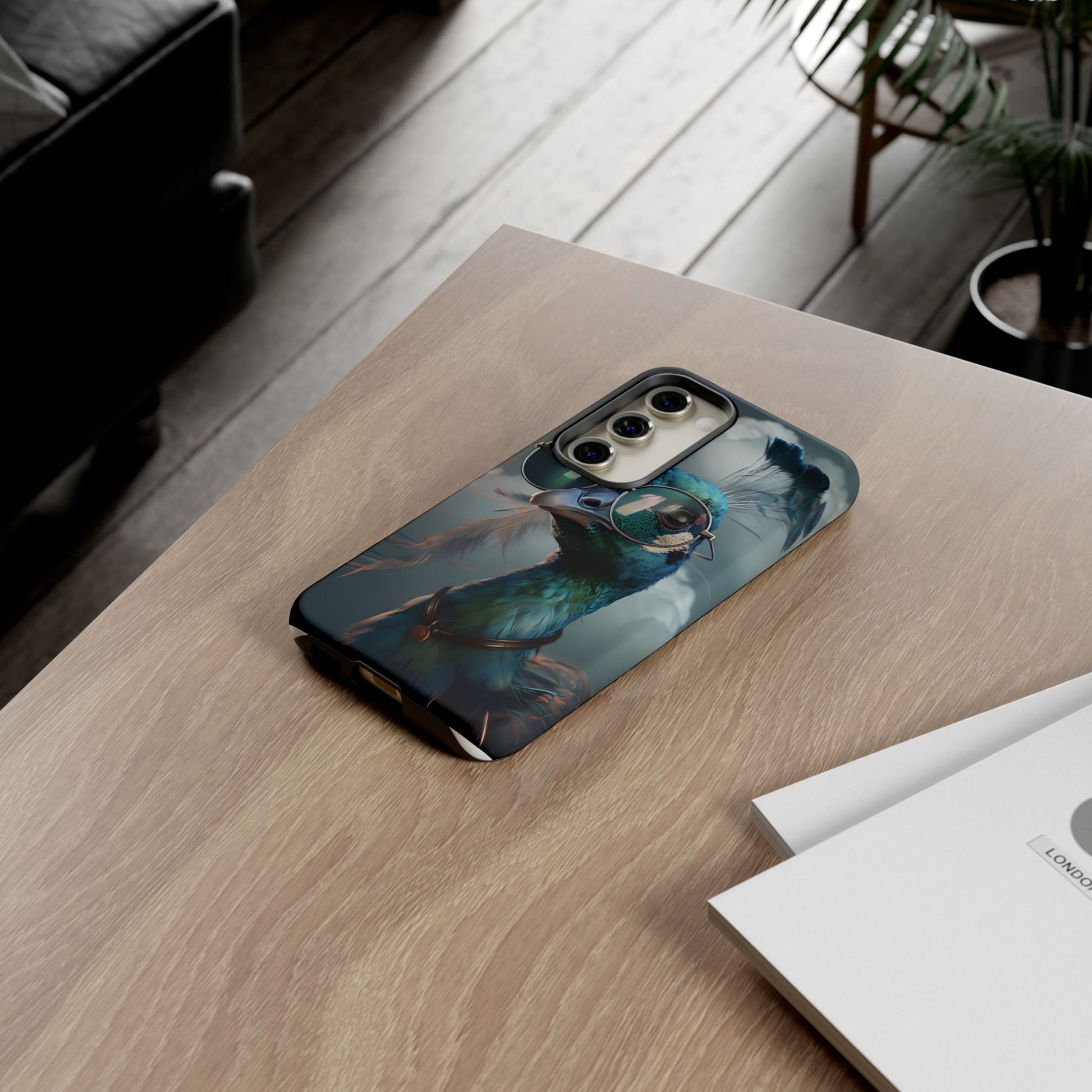 Phone Case, Peacock Design, Neon Lighting, Unique Gift, Hard Shell Cover, Protective Sleeve