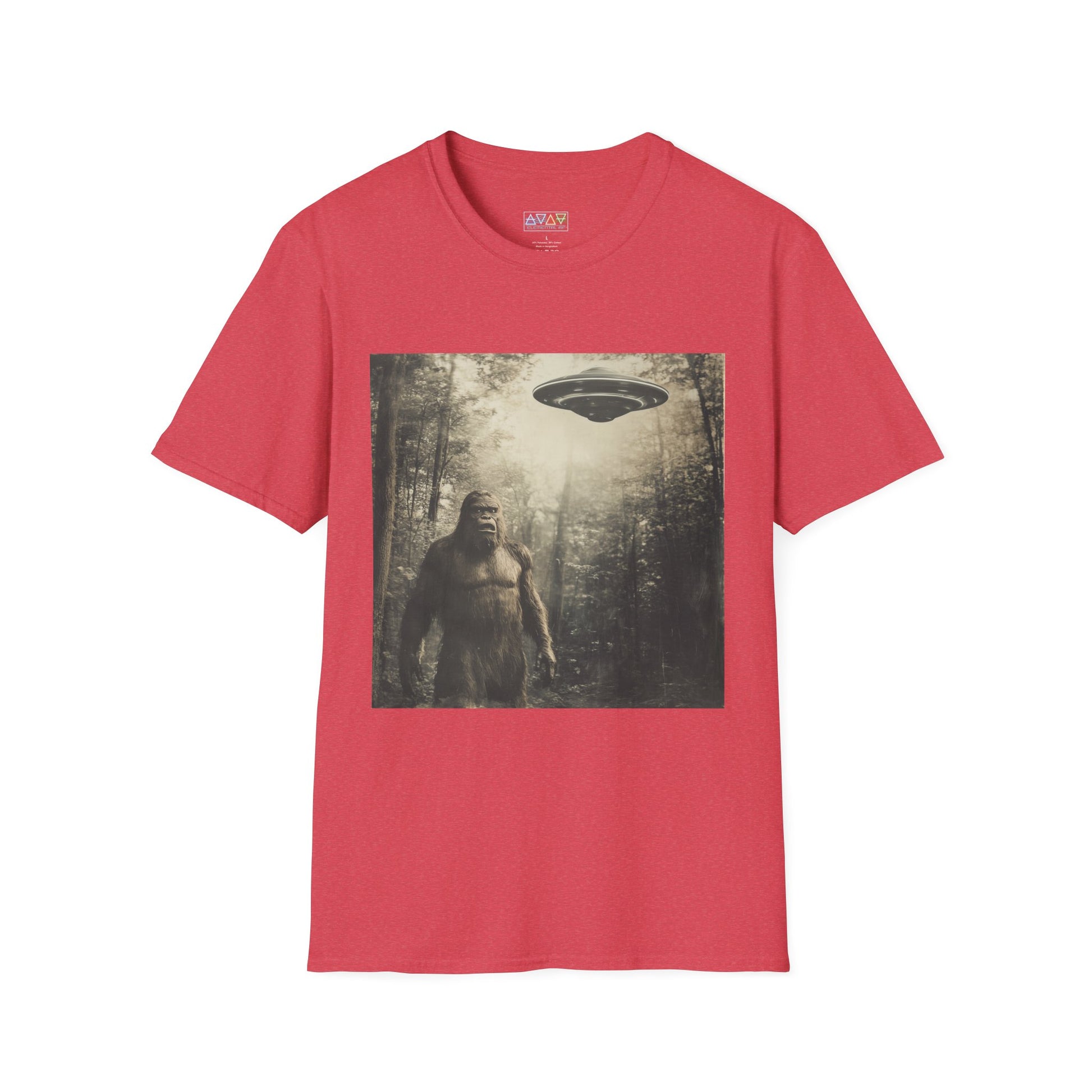 Bigfoot and UFO Unisex T-Shirt, Fun Graphic Tee for Nature Lovers, Quirky Gift for Campers, Outdoor Adventure Apparel